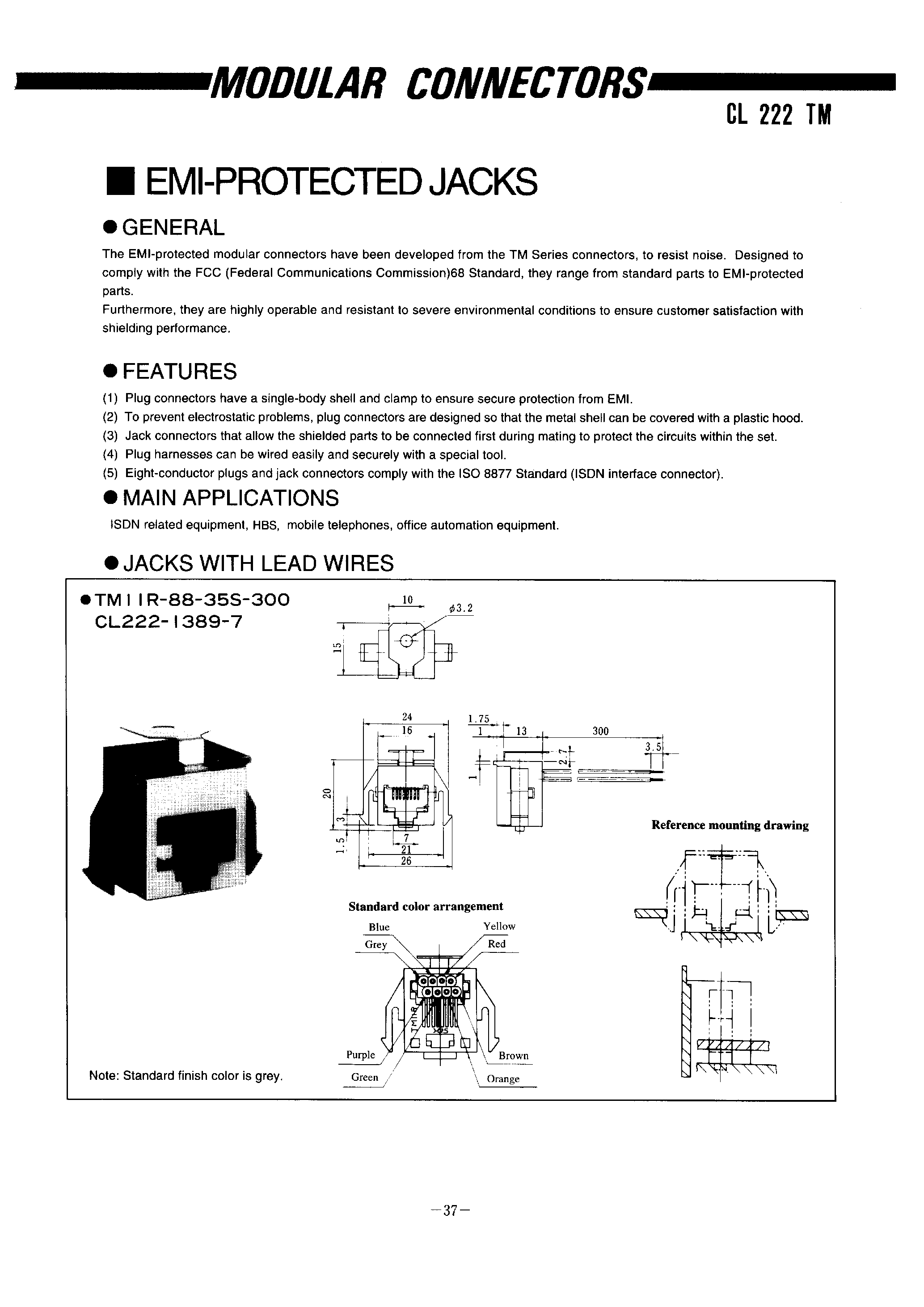 Datasheet TM11R-5E1-88 - MODULAR CONNECTORS page 2