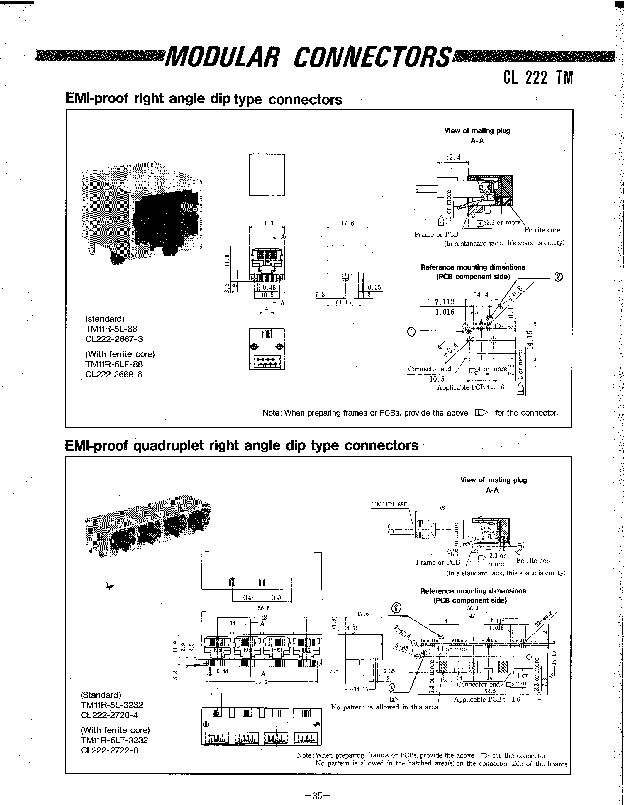 Datasheet TM11R-88-35S-300 - MODULAR CONNECTORS page 1