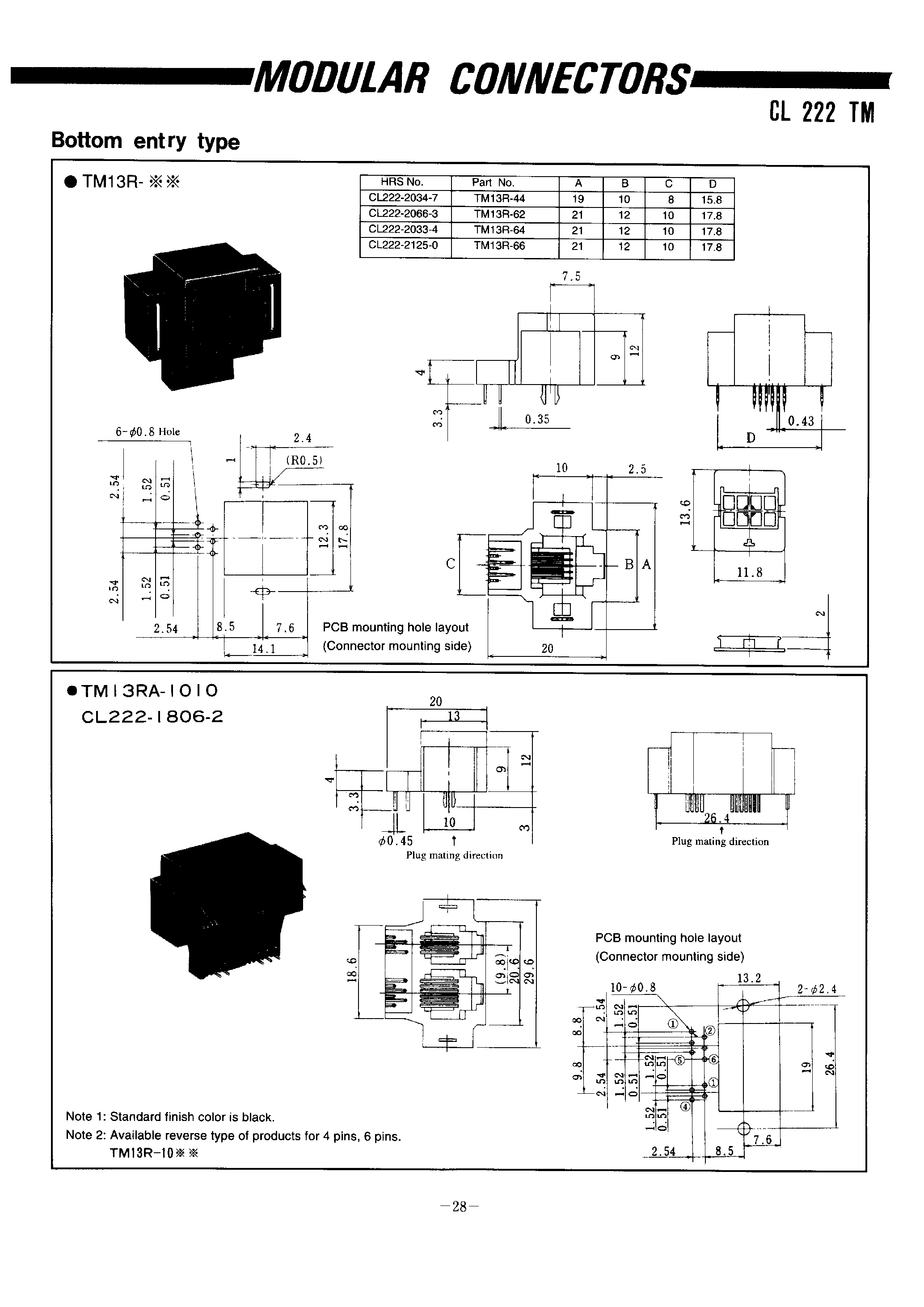 Datasheet TM13R-64 - MODULAR CONNECTORS page 1