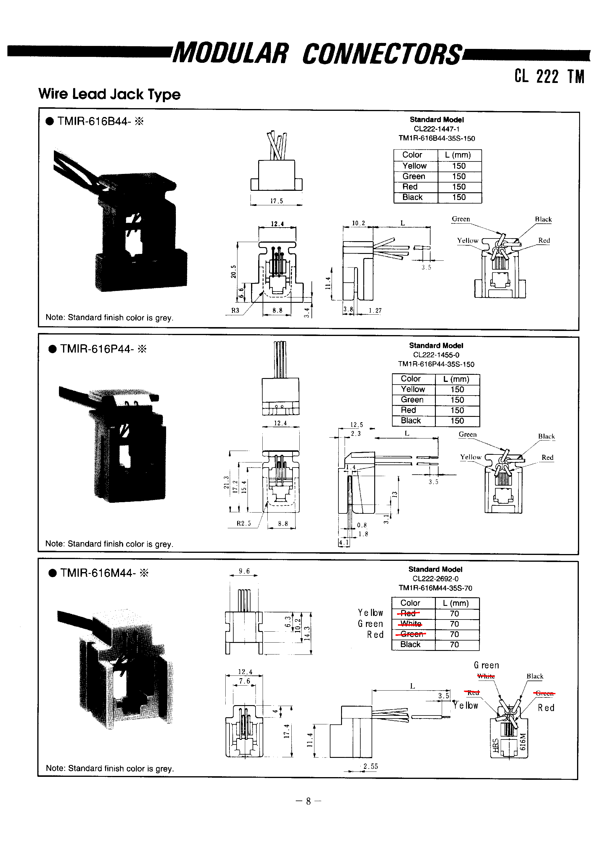 Datasheet TM1R-616B44-35S-150 - MODULAR CONNECTORS page 1