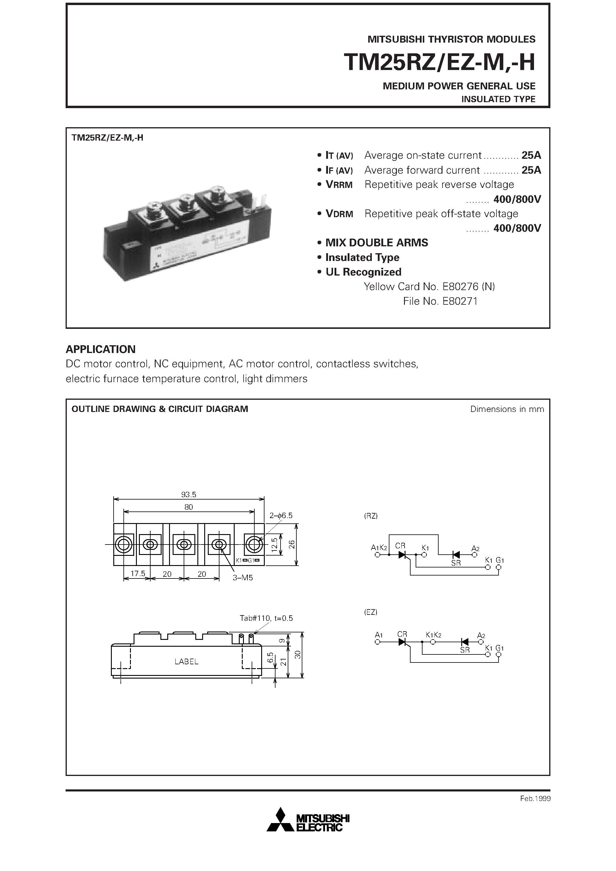 Даташит TM28RZ-M - MEDIUM POWER GENERAL USE INSULATED TYPE страница 1
