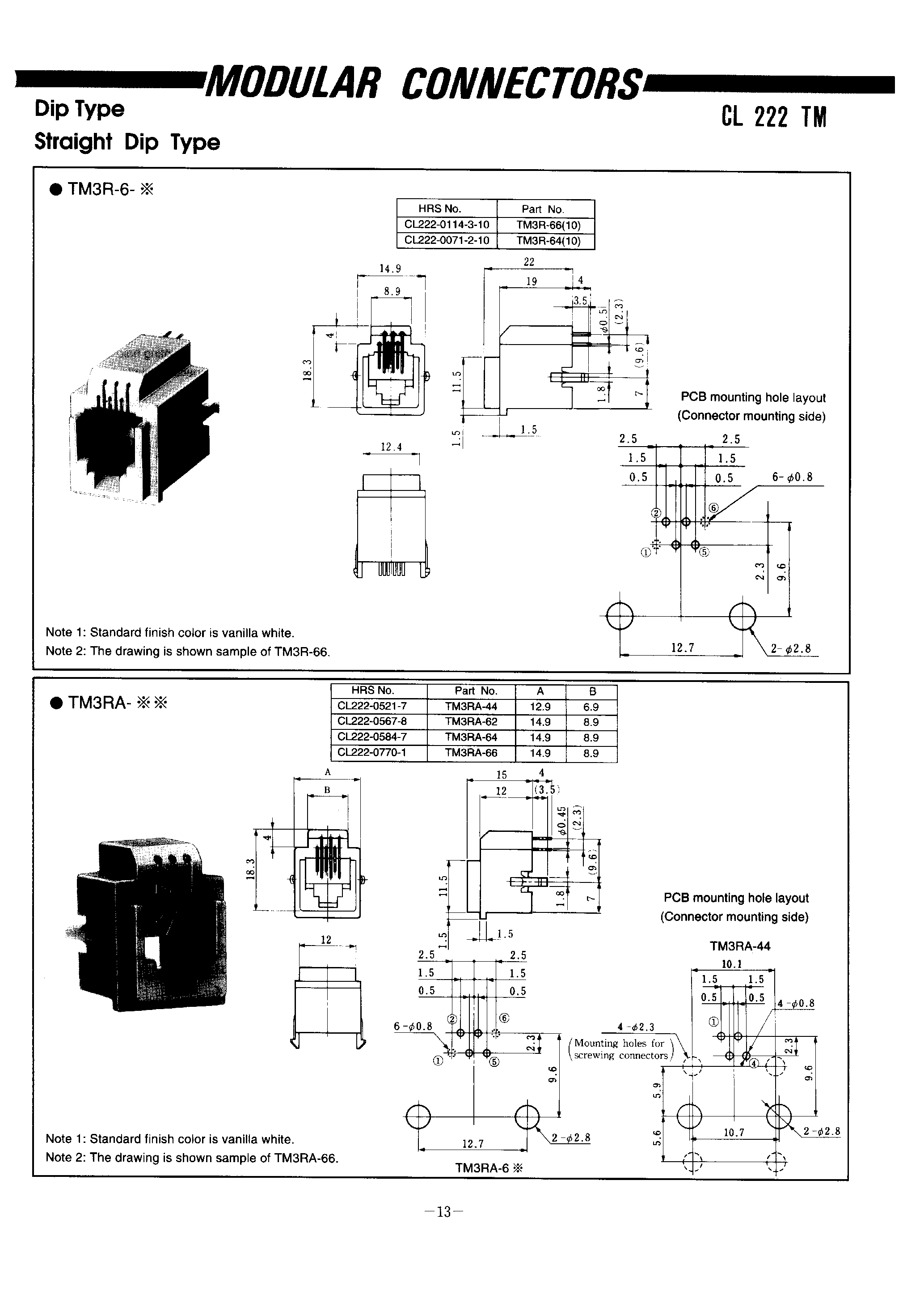 Datasheet TM2RE-1818 - MODULAR CONNECTORS page 1