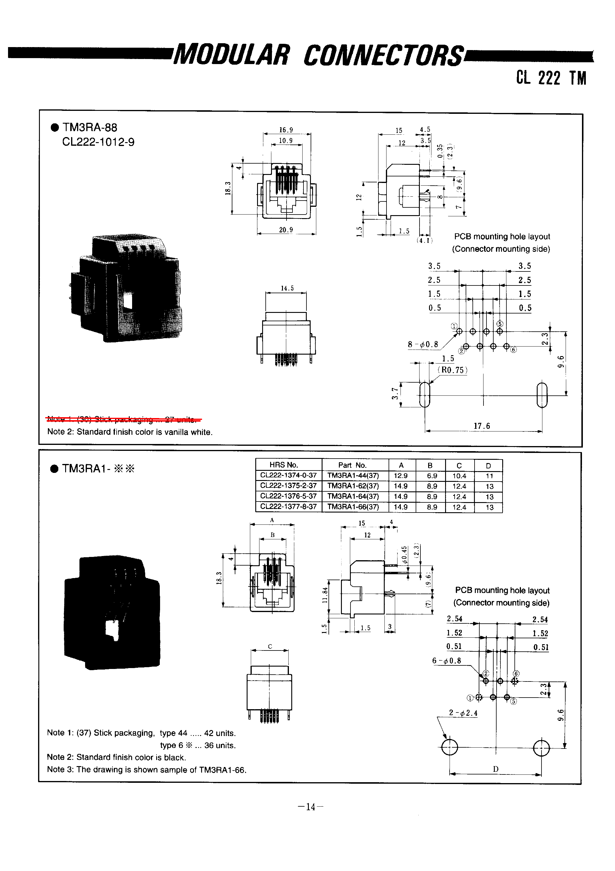 Datasheet TM2RE-2424 page 2 Datasheet TM2RE-2424 - MODULAR CONNECTORS page 2