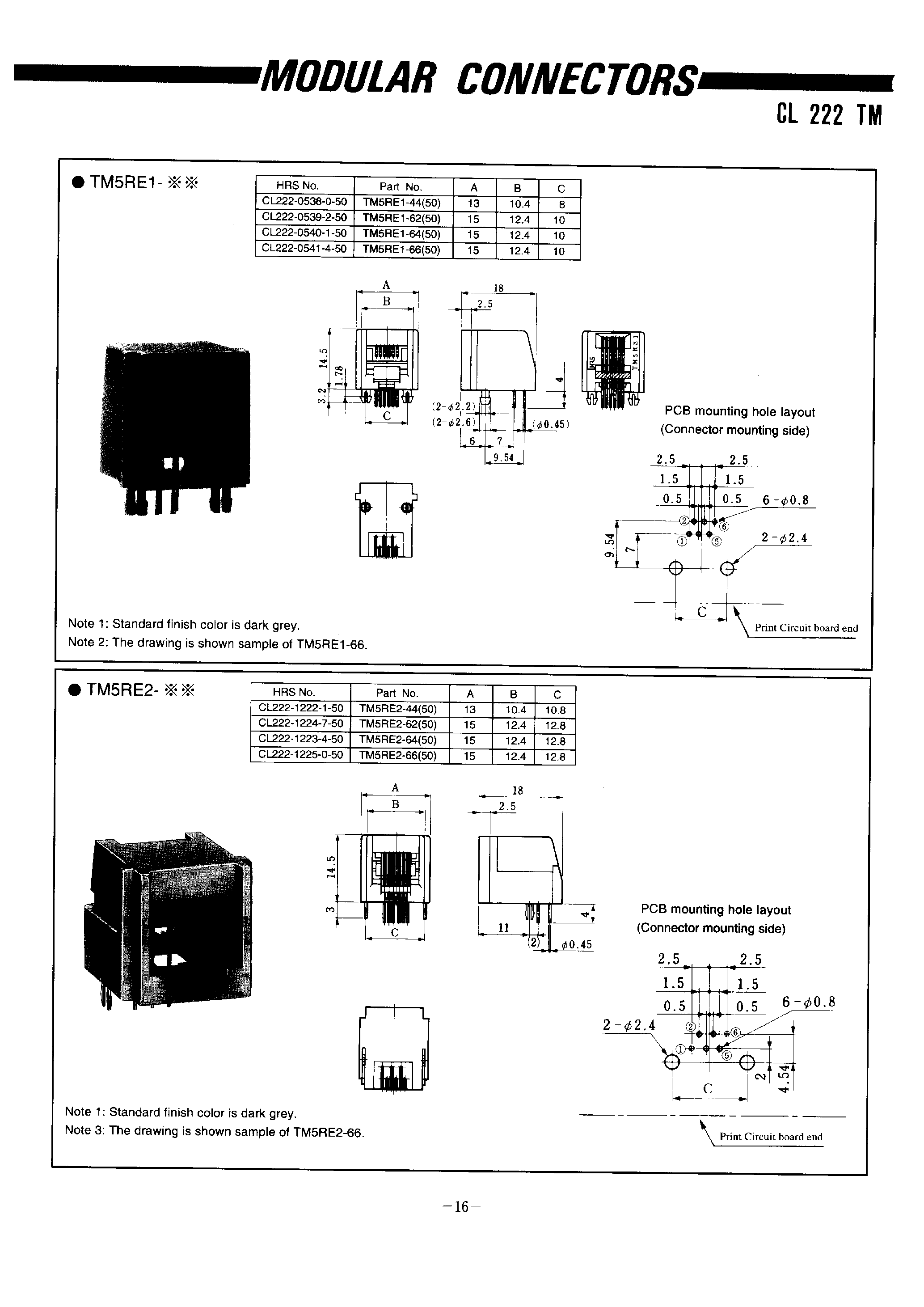 Datasheet TM5RC-44 page 2 Datasheet TM5RC-44 - MODULAR CONNECTORS page 2