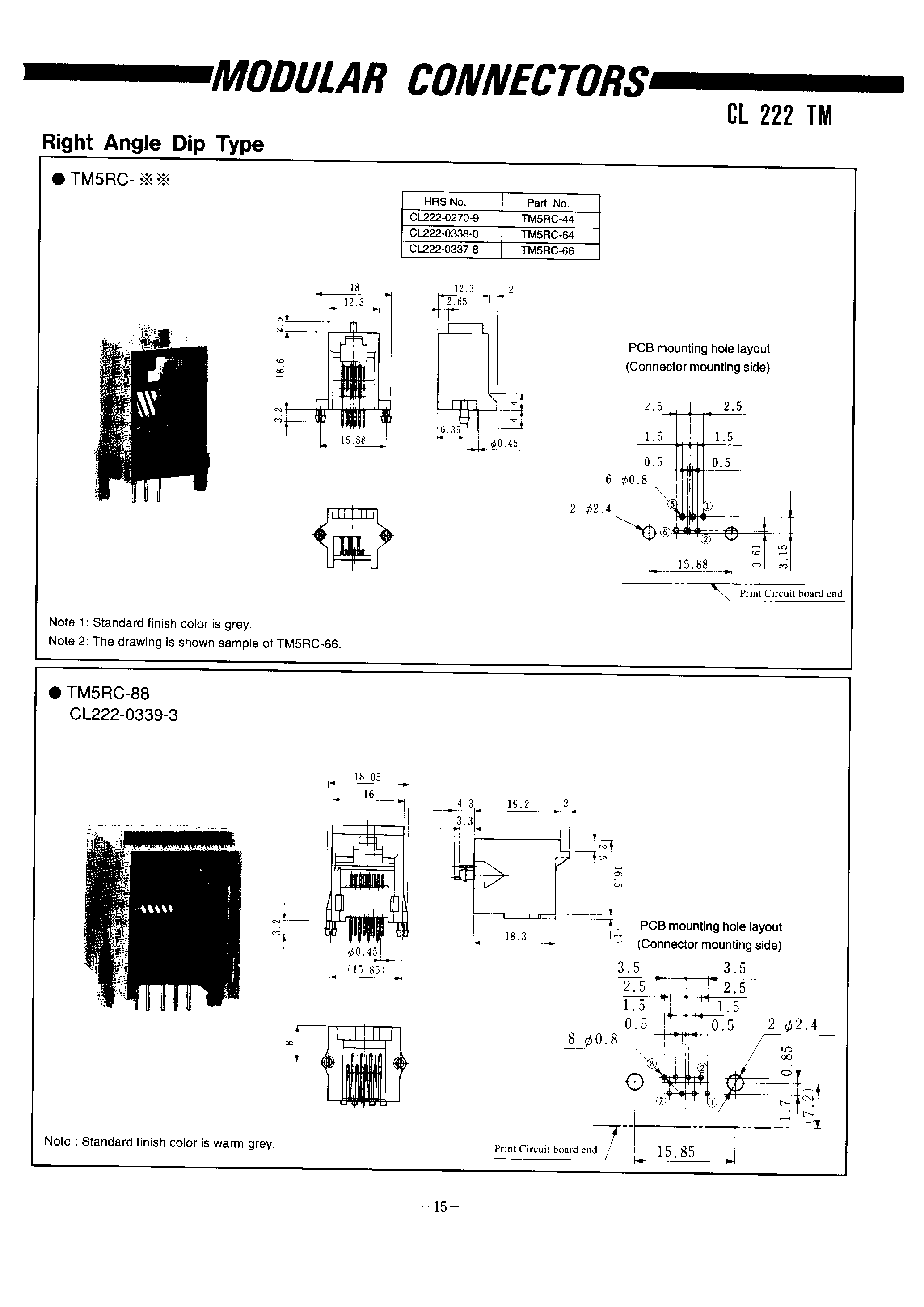 Datasheet TM5RJ2-44 page 1 Datasheet TM5RJ2-44 - MODULAR CONNECTORS page 1
