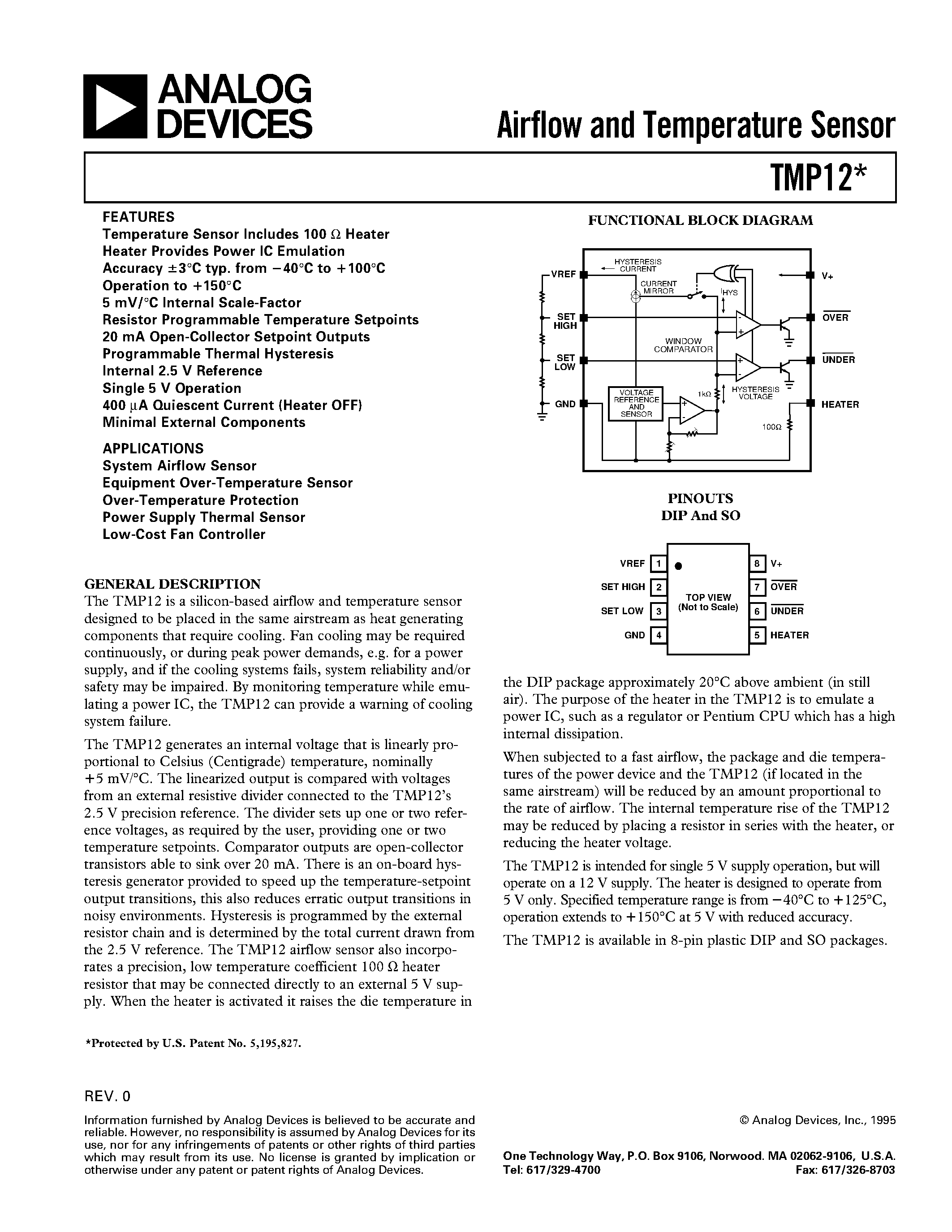Даташит TMP12 - Airflow and Temperature Sensor страница 1