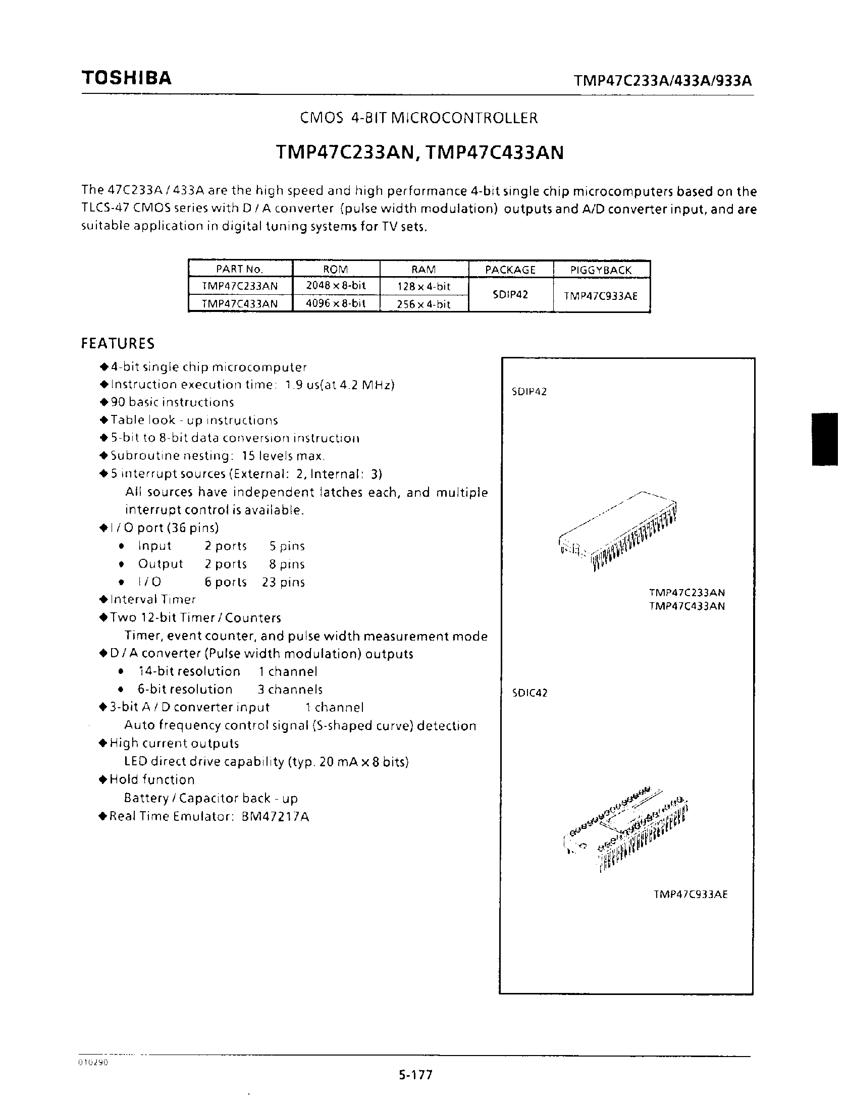 Даташит TMP47C433AN - CMOS 4-BIT MICROCONTROLLER страница 1