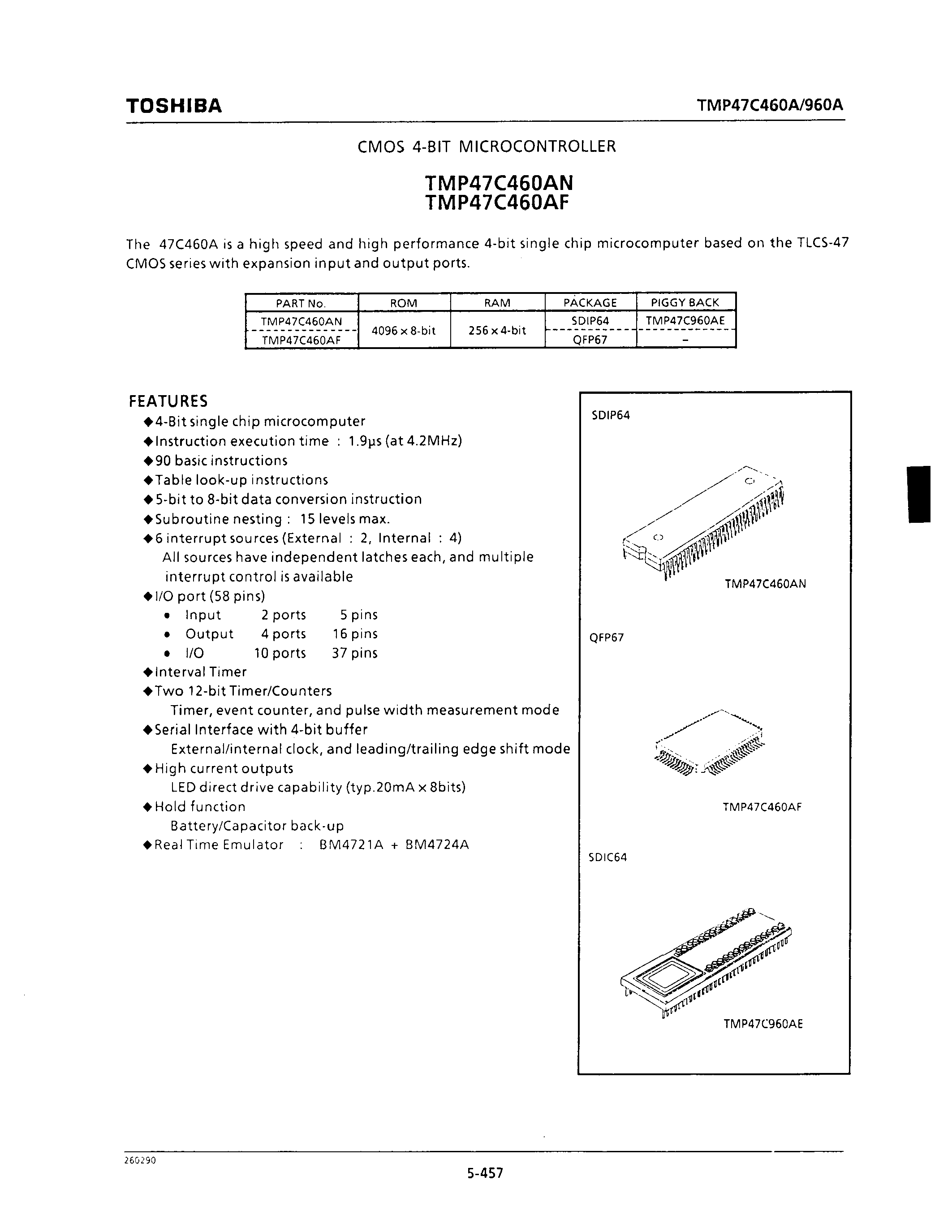 Даташит TMP47C450AN - CMOS 4-BIT MICROCONTROLLER страница 1