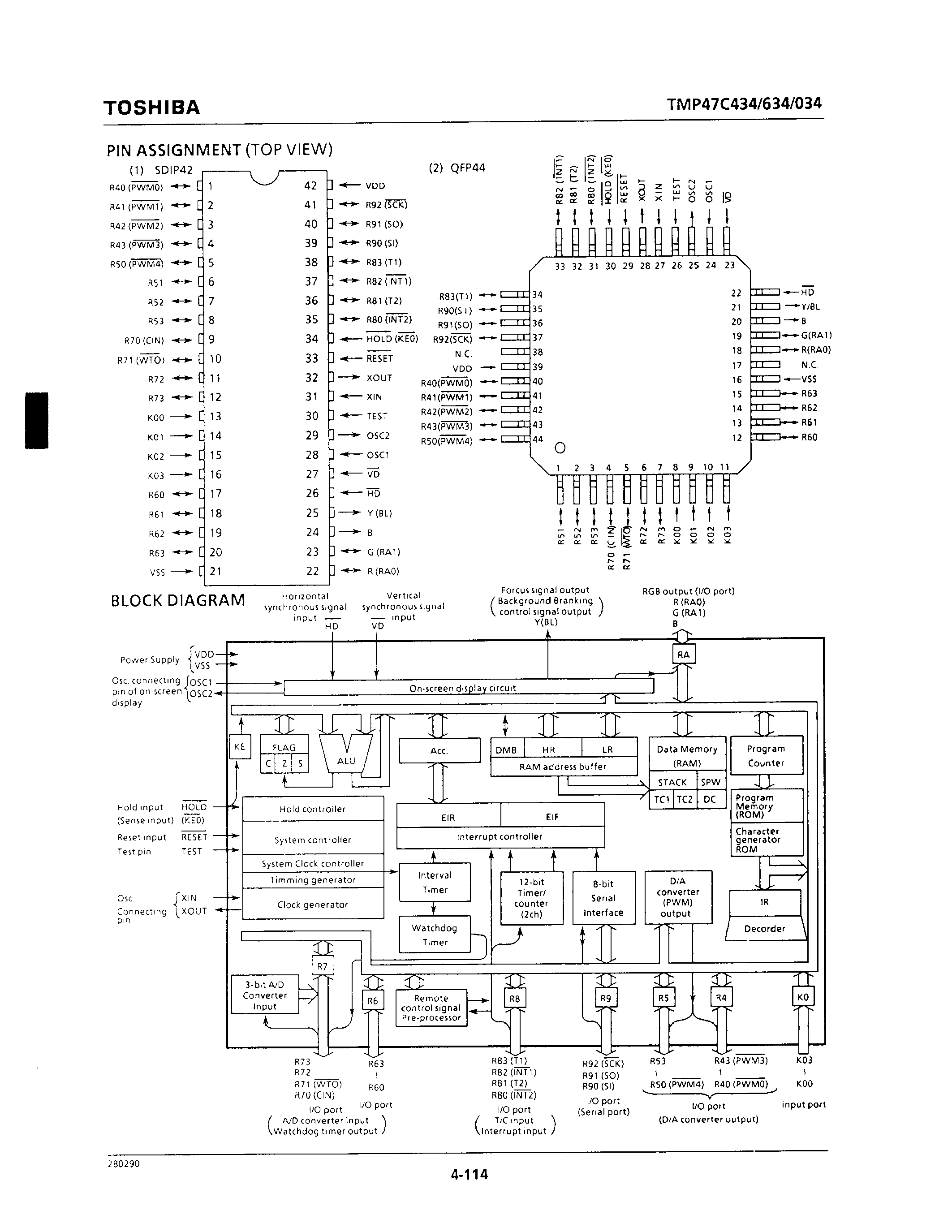 Даташит TMP47C634F - CMOS 4-BIT MICROCONTROLLER страница 2