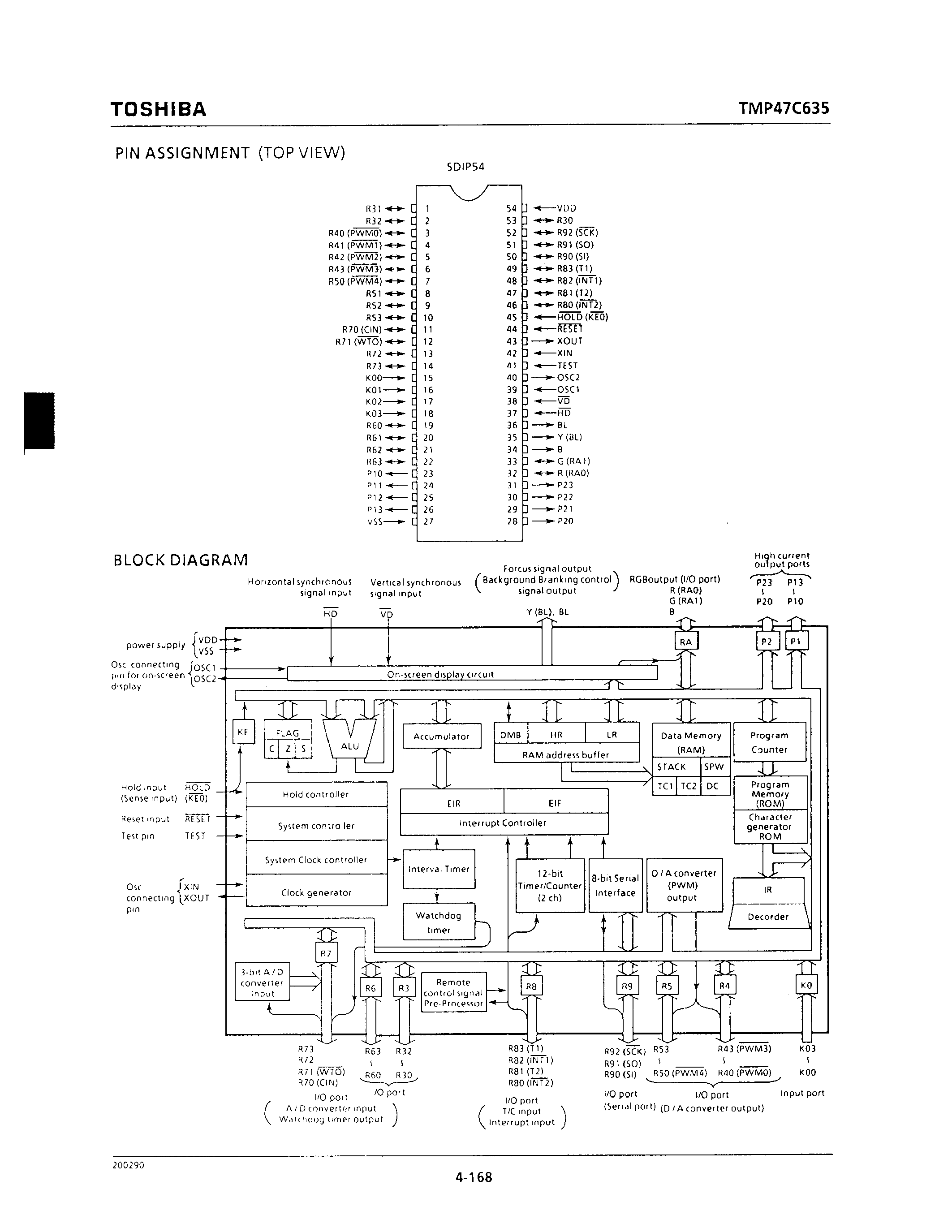 Даташит TMP47C635 - CMOS 4-BIT MICROCONTROLLER страница 2