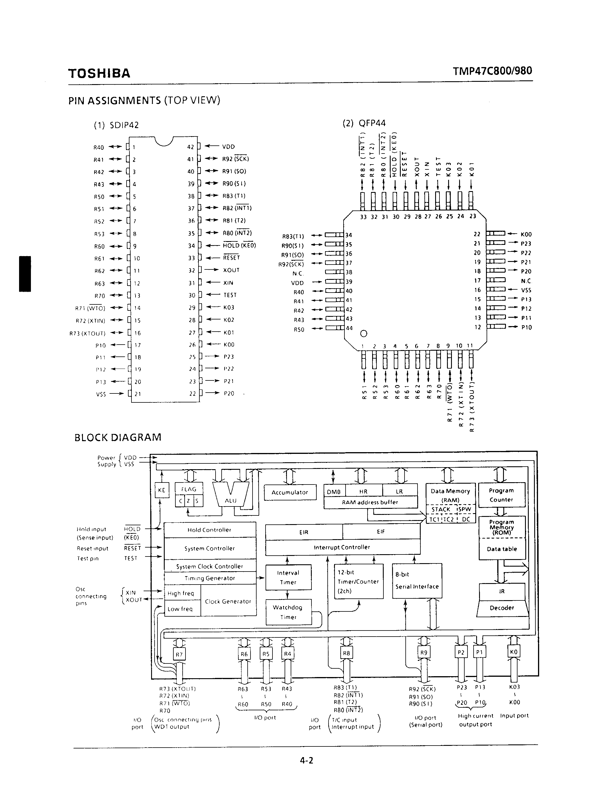Даташит на микросхему TMP47C800 страница 2 Даташит TMP47C800 - CMOS 4-BIT MICROCONTROLLER страница 2