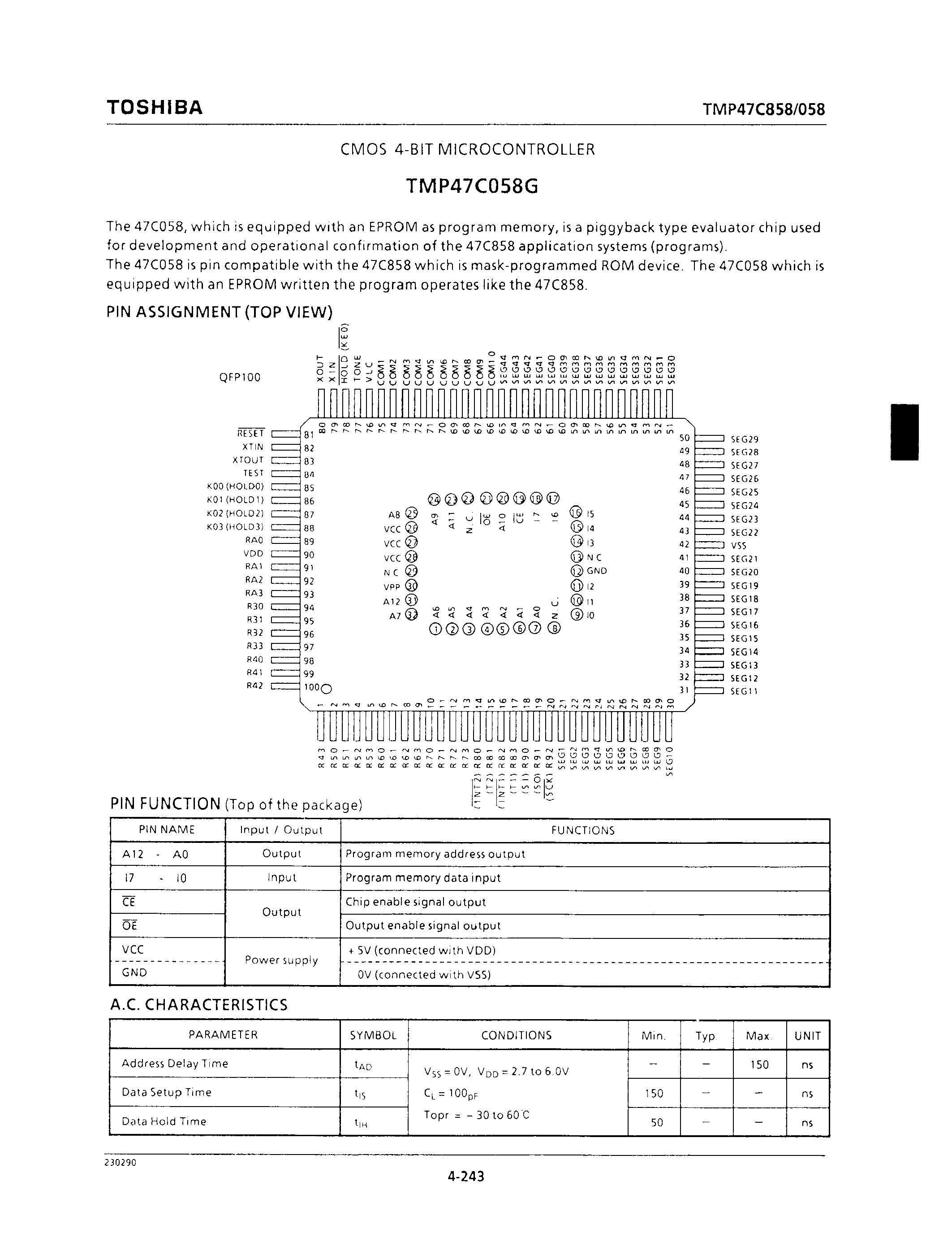 Даташит TMP47C858 - CMOS 4-BIT MICROCONTROLLER страница 2