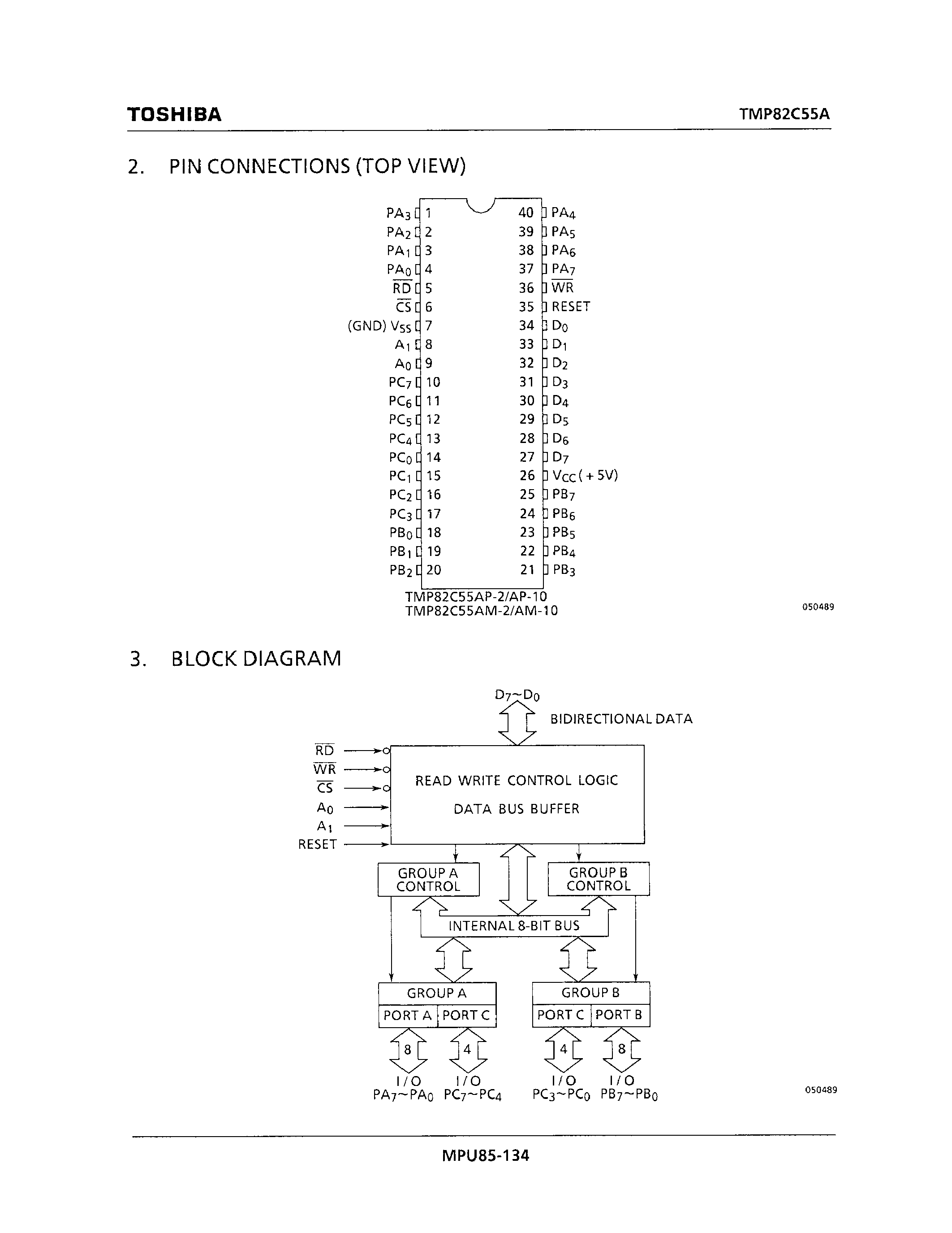 Даташит на микросхему TMP82C55AP-10 страница 2 Даташит TMP82C55AP-10 - CMOS PROGRAMMABLE PERIPHERAL INTERFACE страница 2