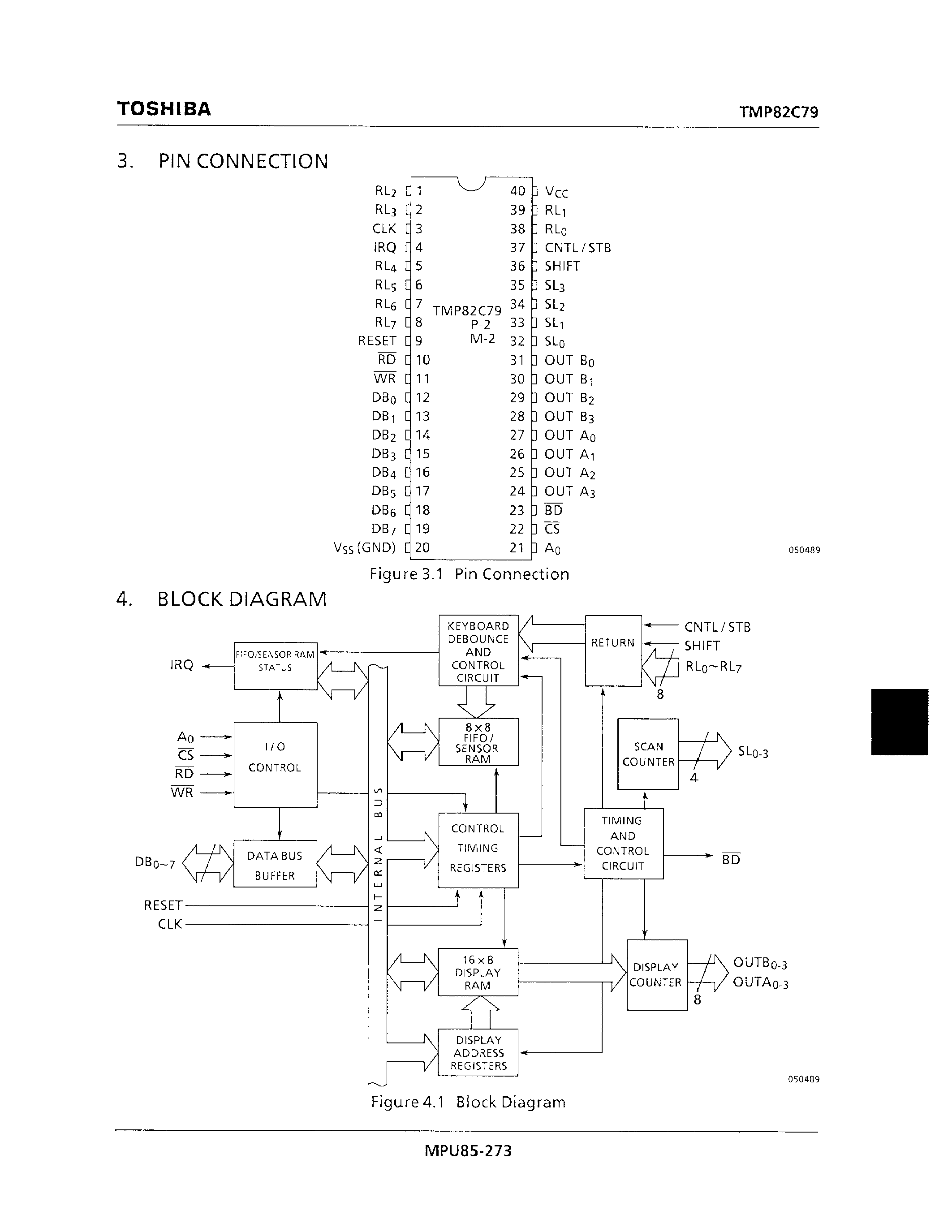 Даташит TMP82C79M-2 - PROGRAMMABLE KEYBOARD / DISPLAY INTERFACE страница 2