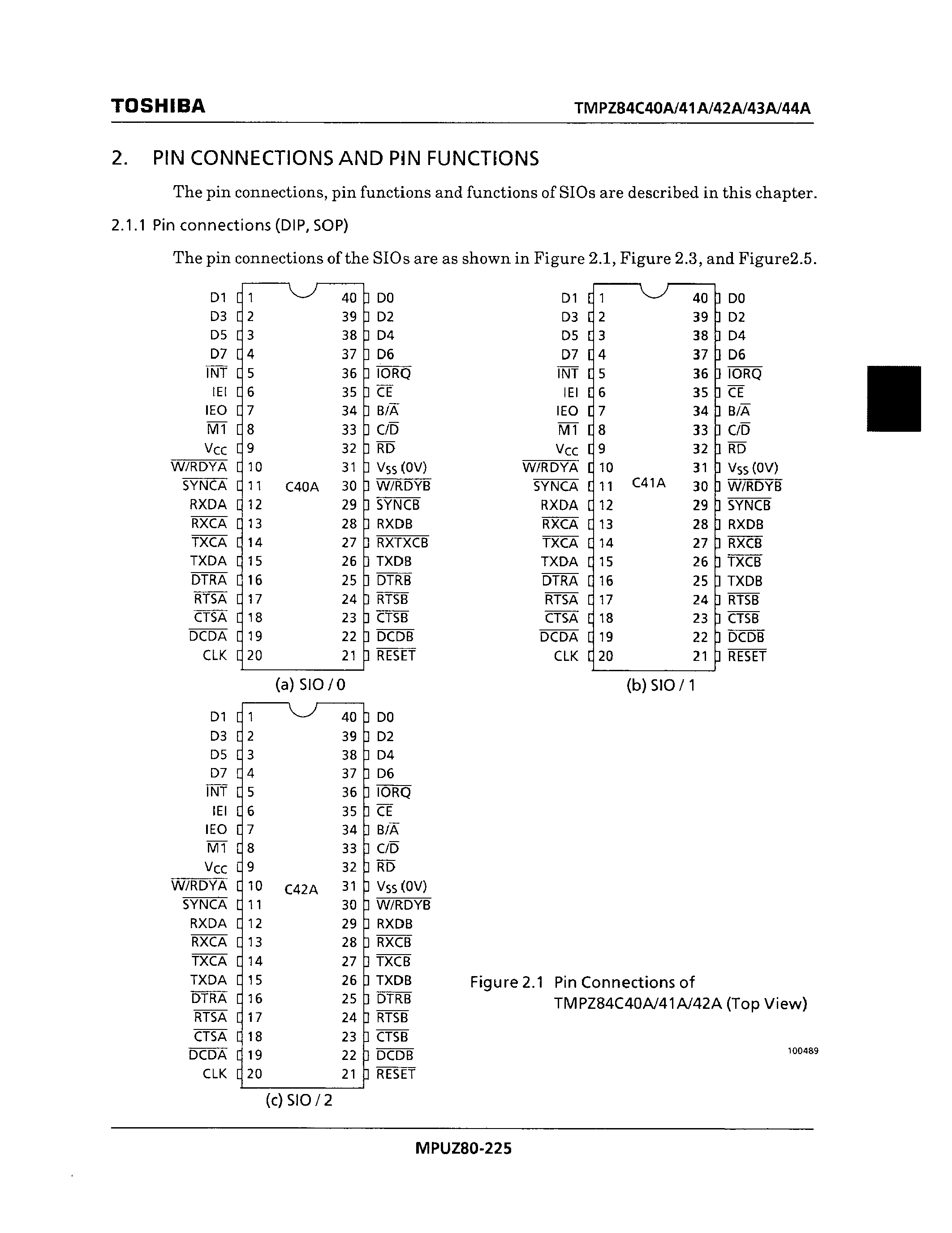 Datasheet TMPZ84C43AT-6 page 2 Datasheet TMPZ84C43AT-6 - TLCS-Z80 SIO: SERIAL INPUT/OUTPUT CONTROLLER page 2