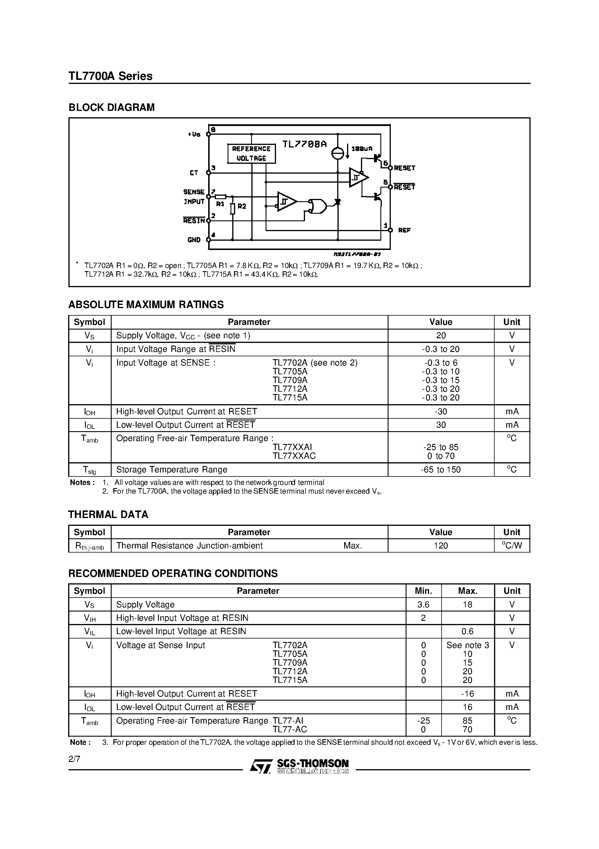 Datasheet TL77XXACD - SUPPLY VOLTAGE SUPERVISORS page 2