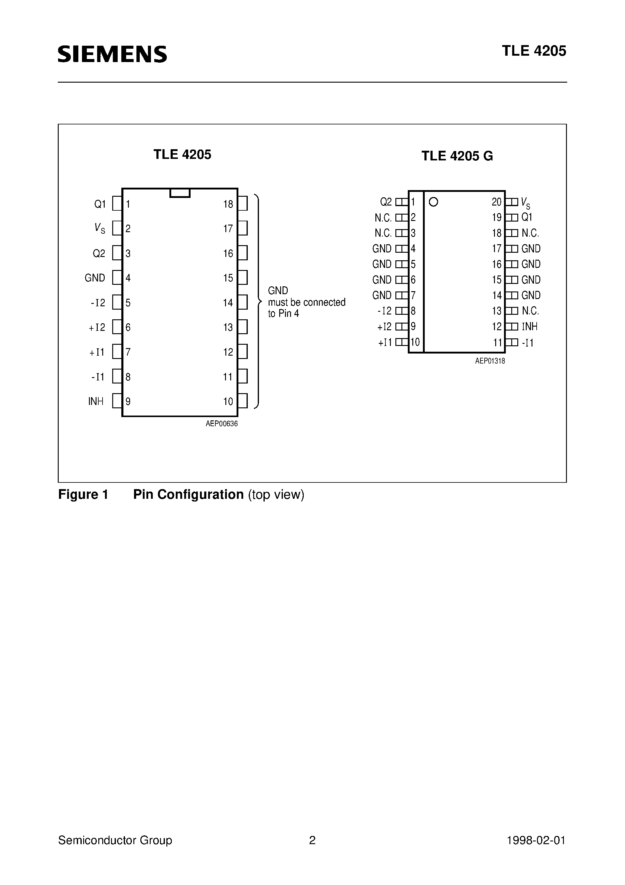 Datasheet TLE4205 - 1-A DC Motor Driver page 2