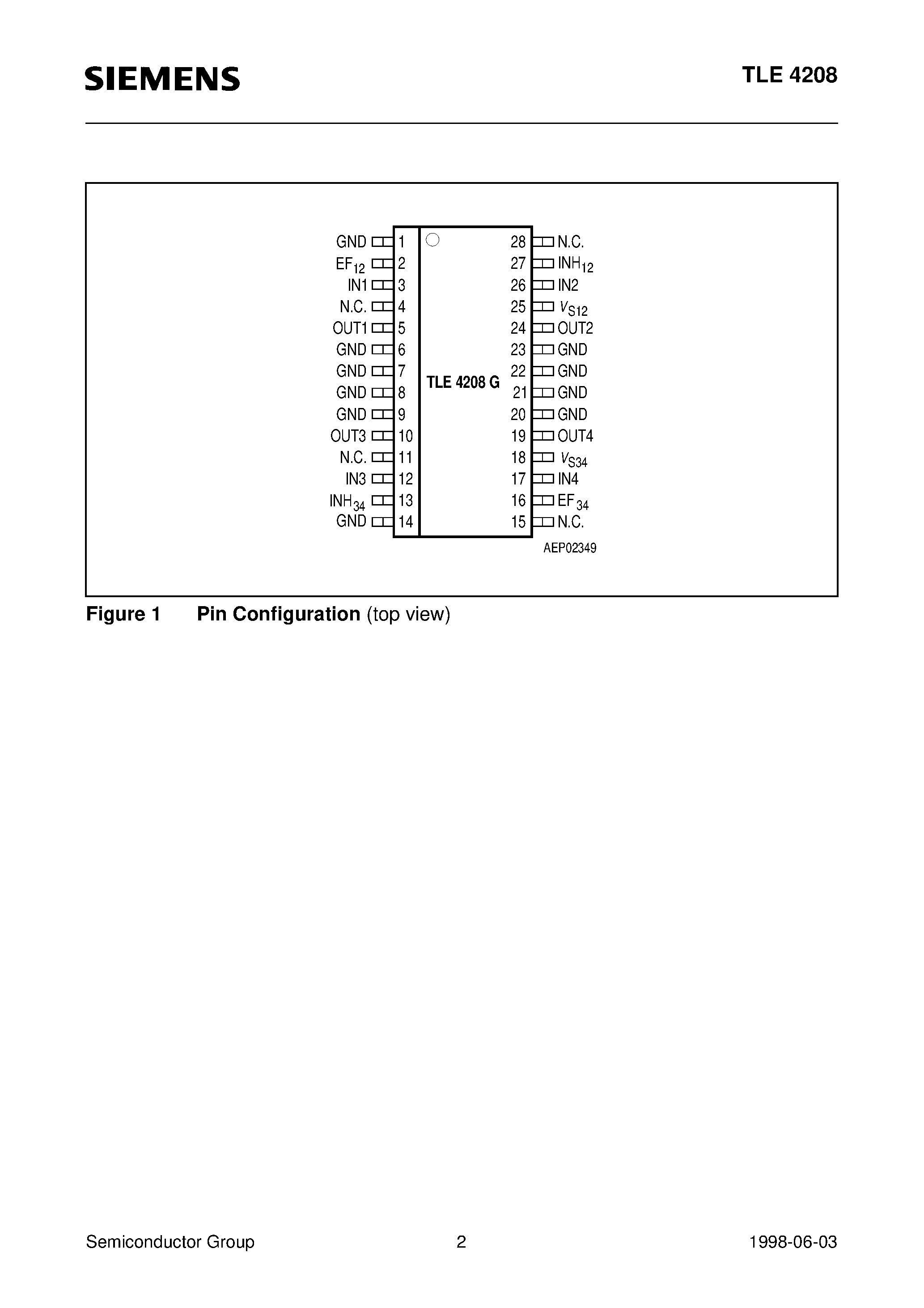 Datasheet TLE4208G - 1-A Quad-HBD (Quad-Half-Bridge Driver) page 2