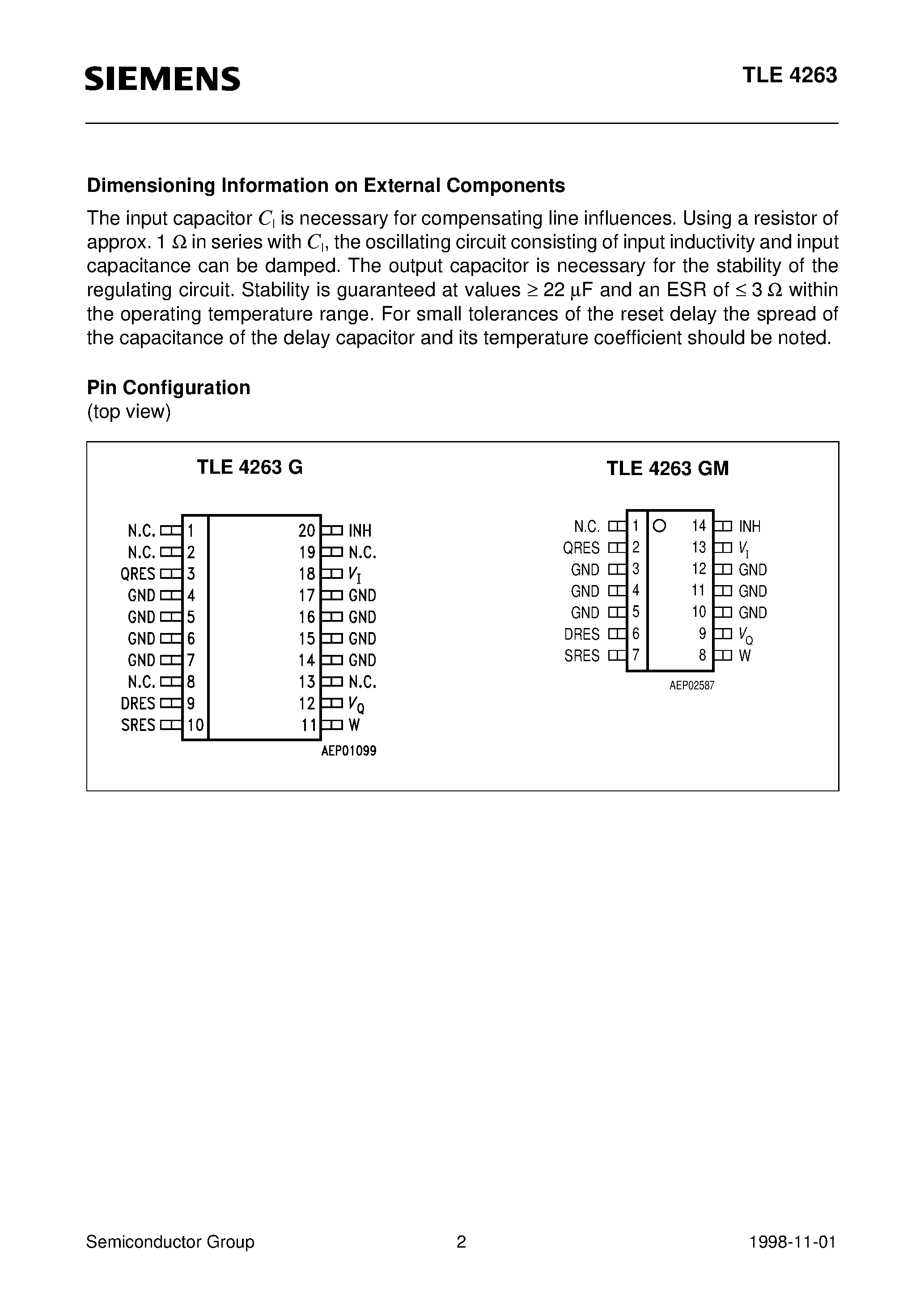 Даташит TLE4263GM - 5-V Low-Drop Voltage Regulator страница 2