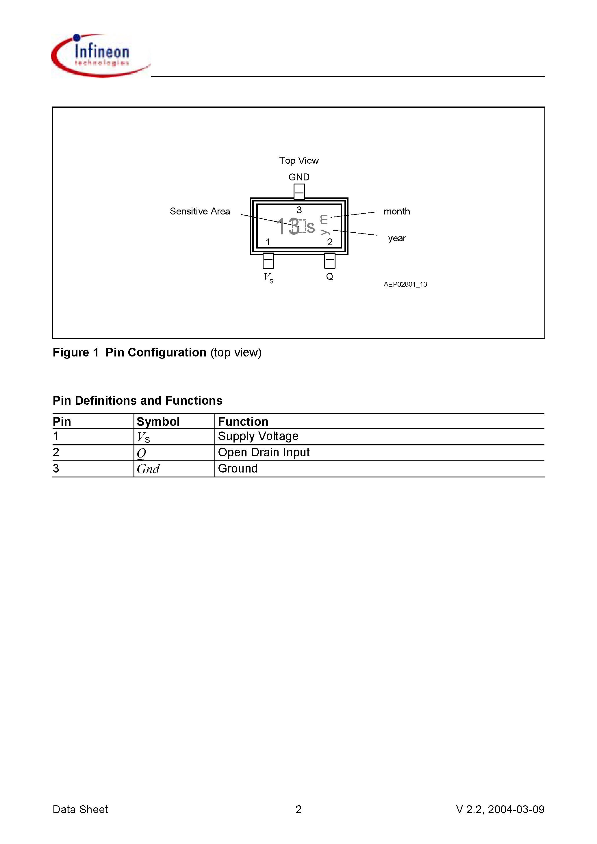 Datasheet TLE4913 - Low Power Hall Switch page 2