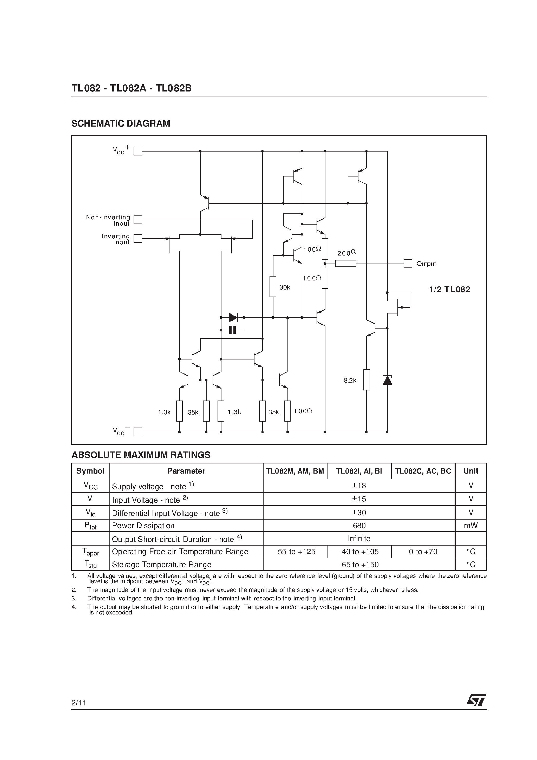 Datasheet TL082AC page 2 Datasheet TL082AC - GENERAL PURPOSE J-FET DUAL OPERATIONAL AMPLIFIERS page 2