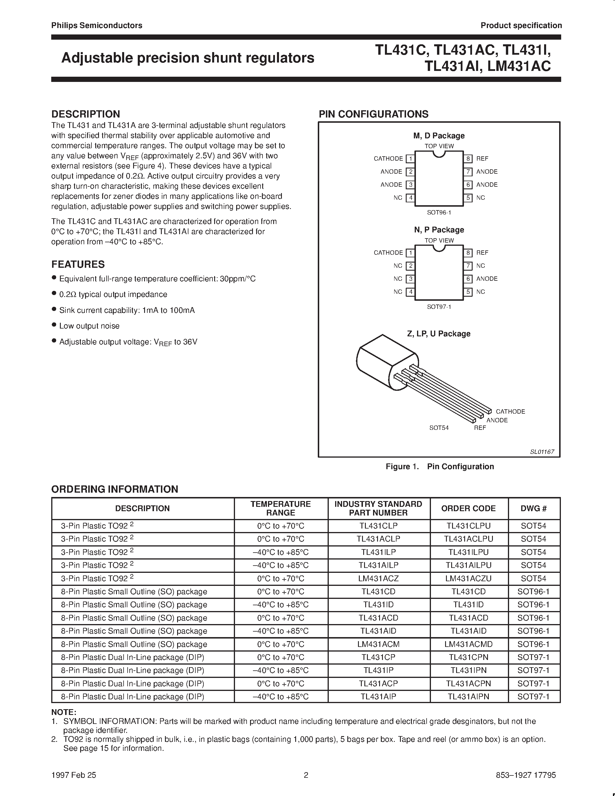 Даташит на микросхему TL431AIPN страница 2 Даташит TL431AIPN - Adjustable precision shunt regulators страница 2
