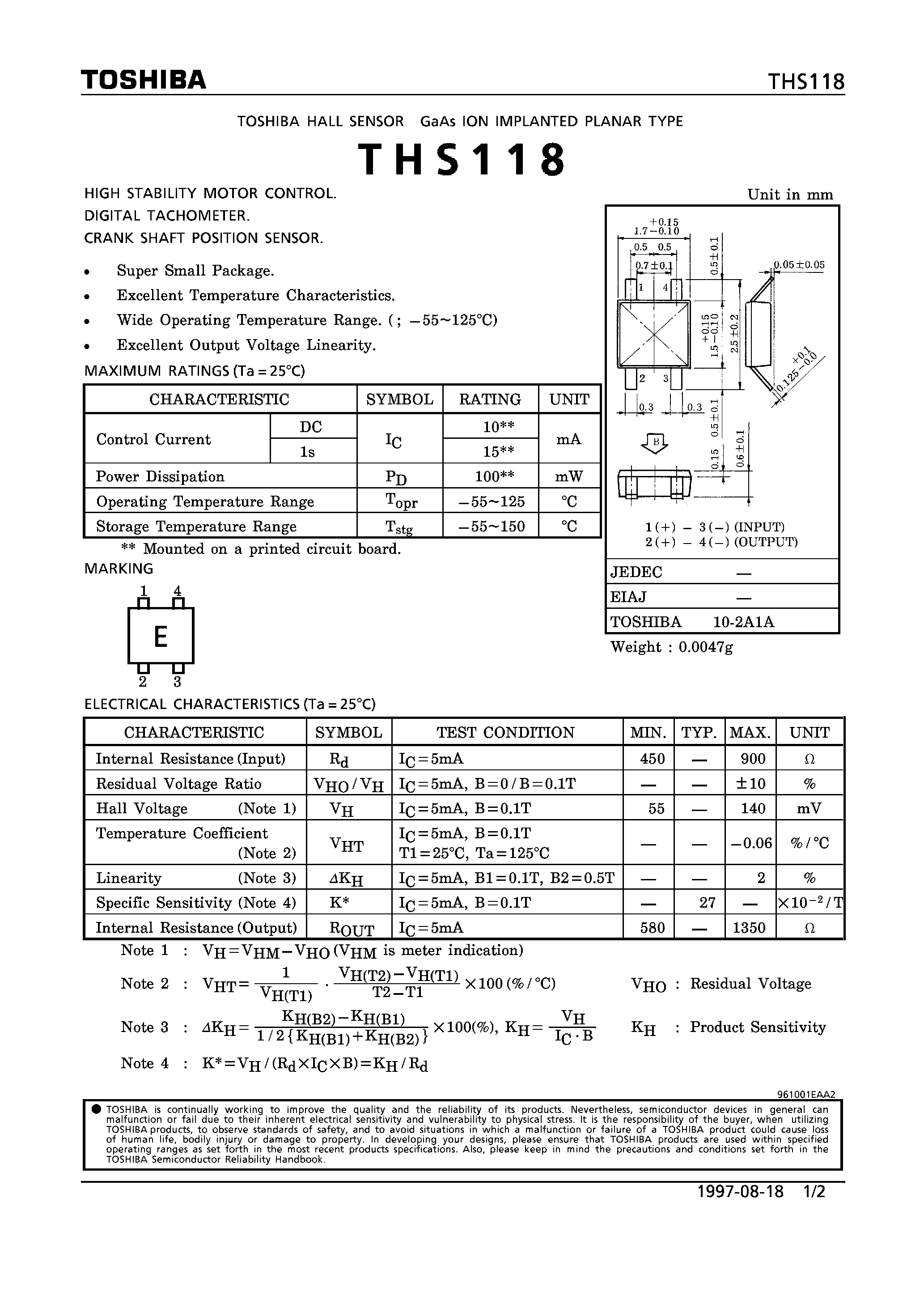 Даташит на микросхему THS118 страница 1 Даташит THS118 - HIGH STABILITY MOTOR CONTROL. DIGITAL TACHOMETER. CRANK SHAFT POSITION SENSOR. страница 1