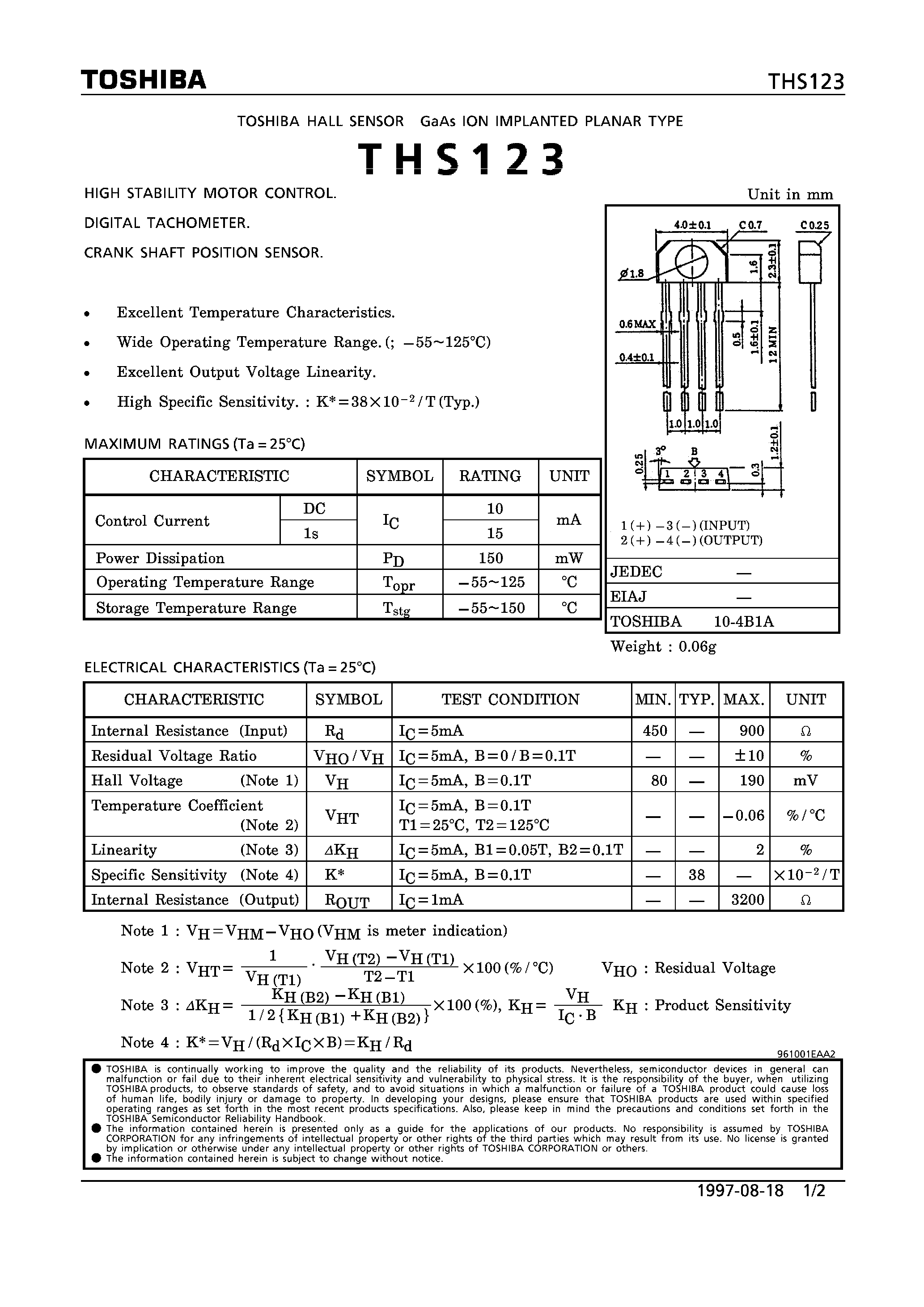 Даташит на микросхему THS123 страница 1 Даташит THS123 - HIGH STABILITY MOTOR CONTROL. DIGITAL TACHOMETER. CRANK SHAFT POSITION SENSOR. страница 1