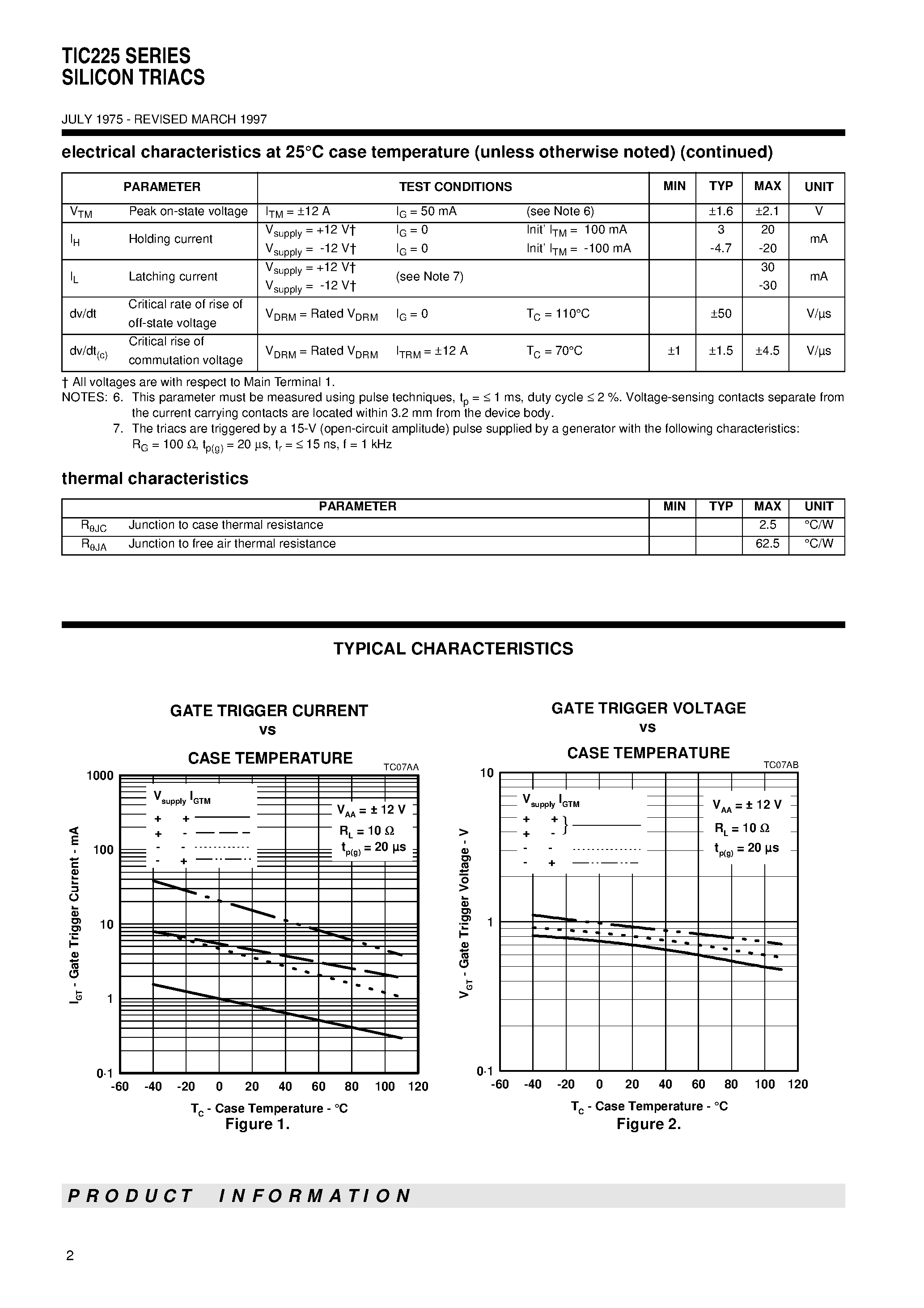 Datasheet TIC225D - SILICON TRIACS page 2