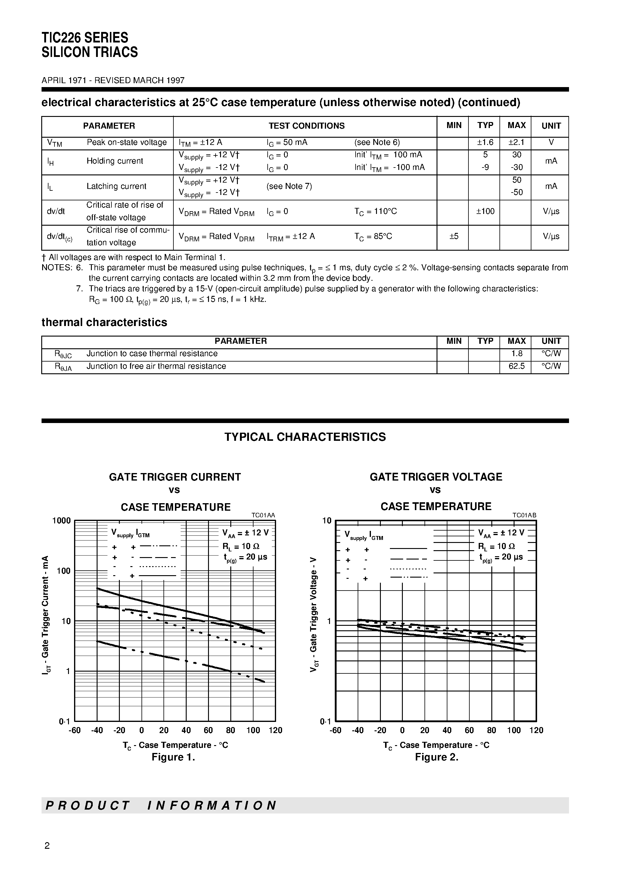 Datasheet TIC226 - SILICON TRIACS page 2