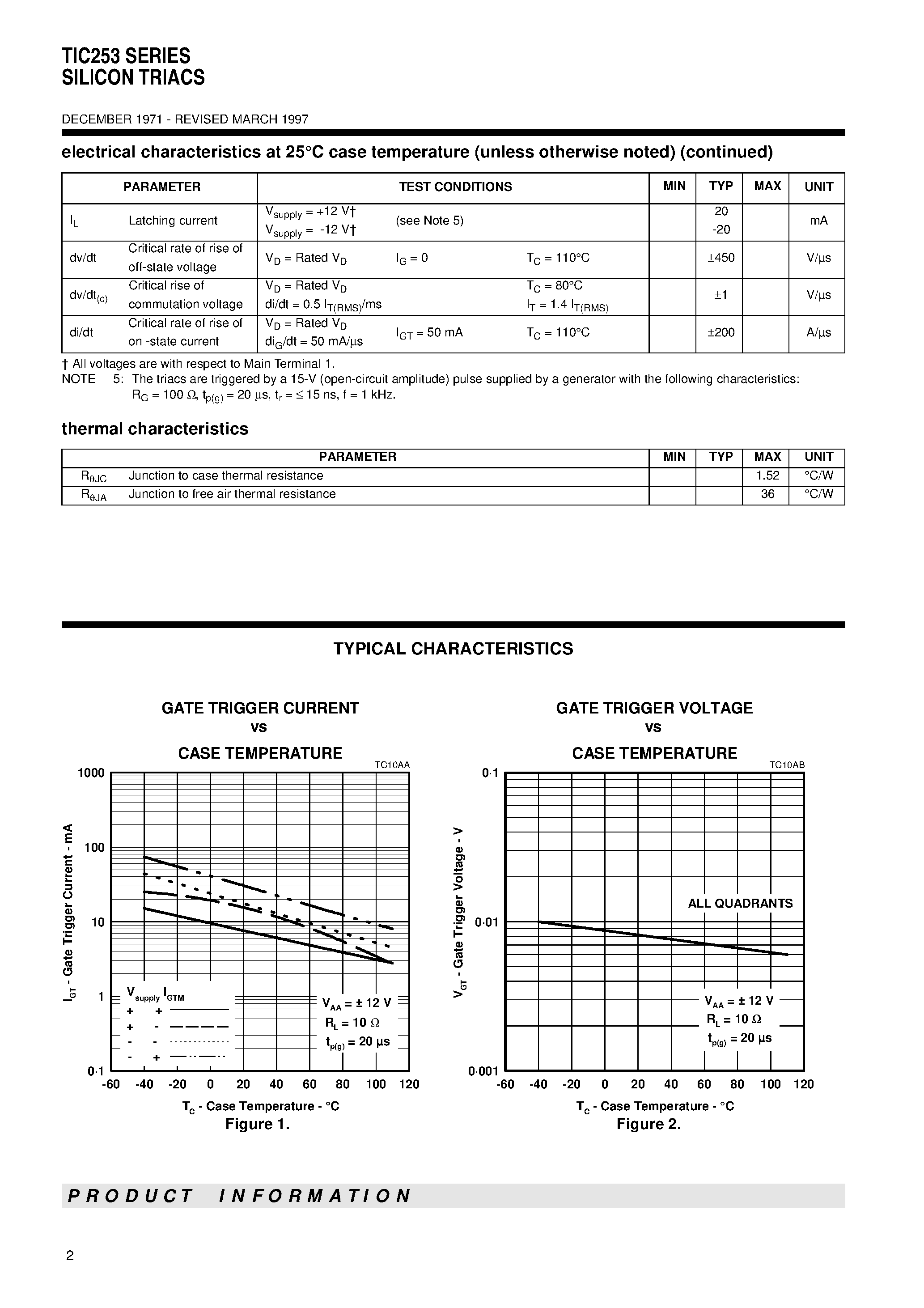 Datasheet TIC253S - SILICON TRIACS page 2