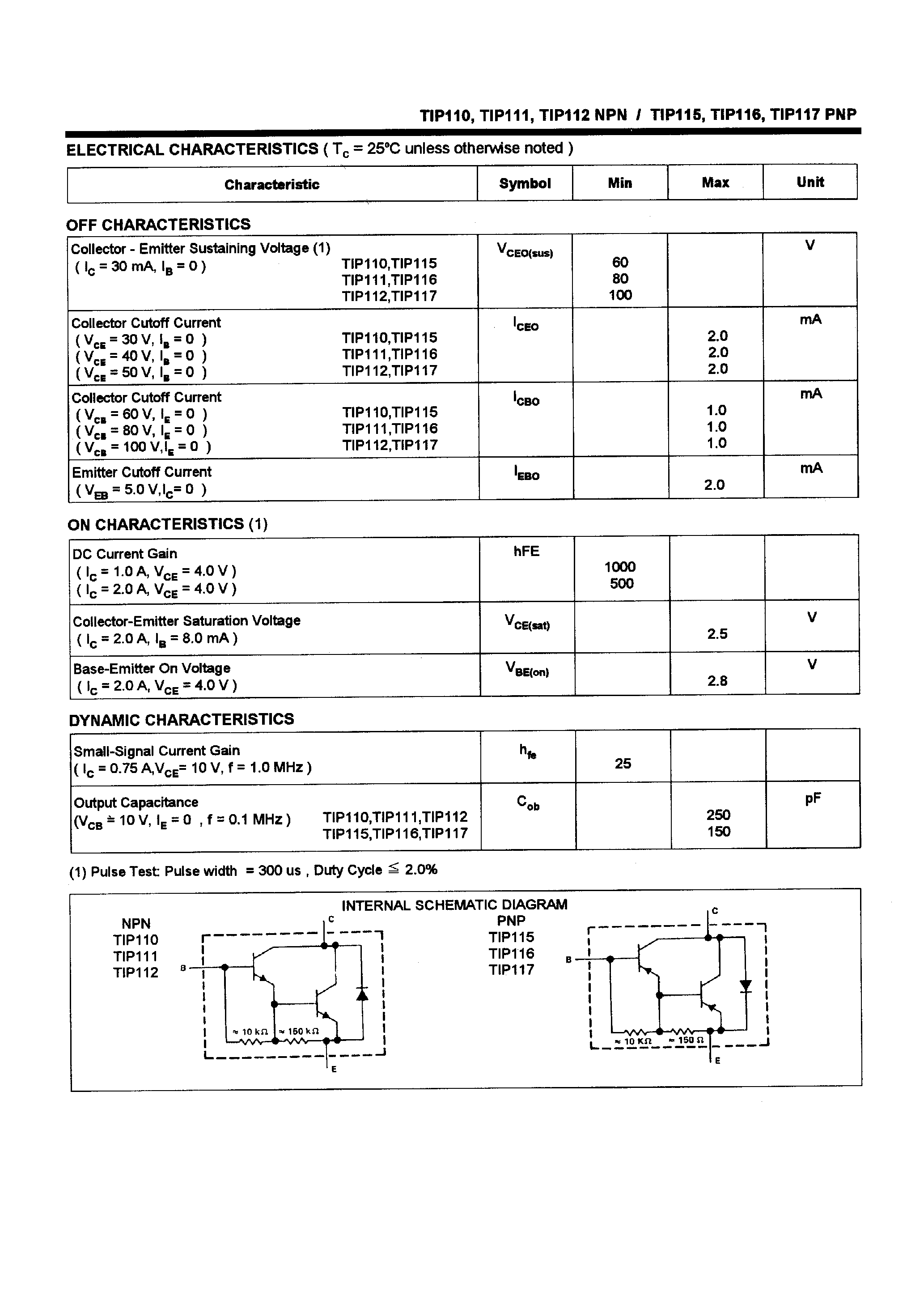 Datasheet TIP111 - POWER TRANSISTORS(2.0A/60-100V/50W) page 2