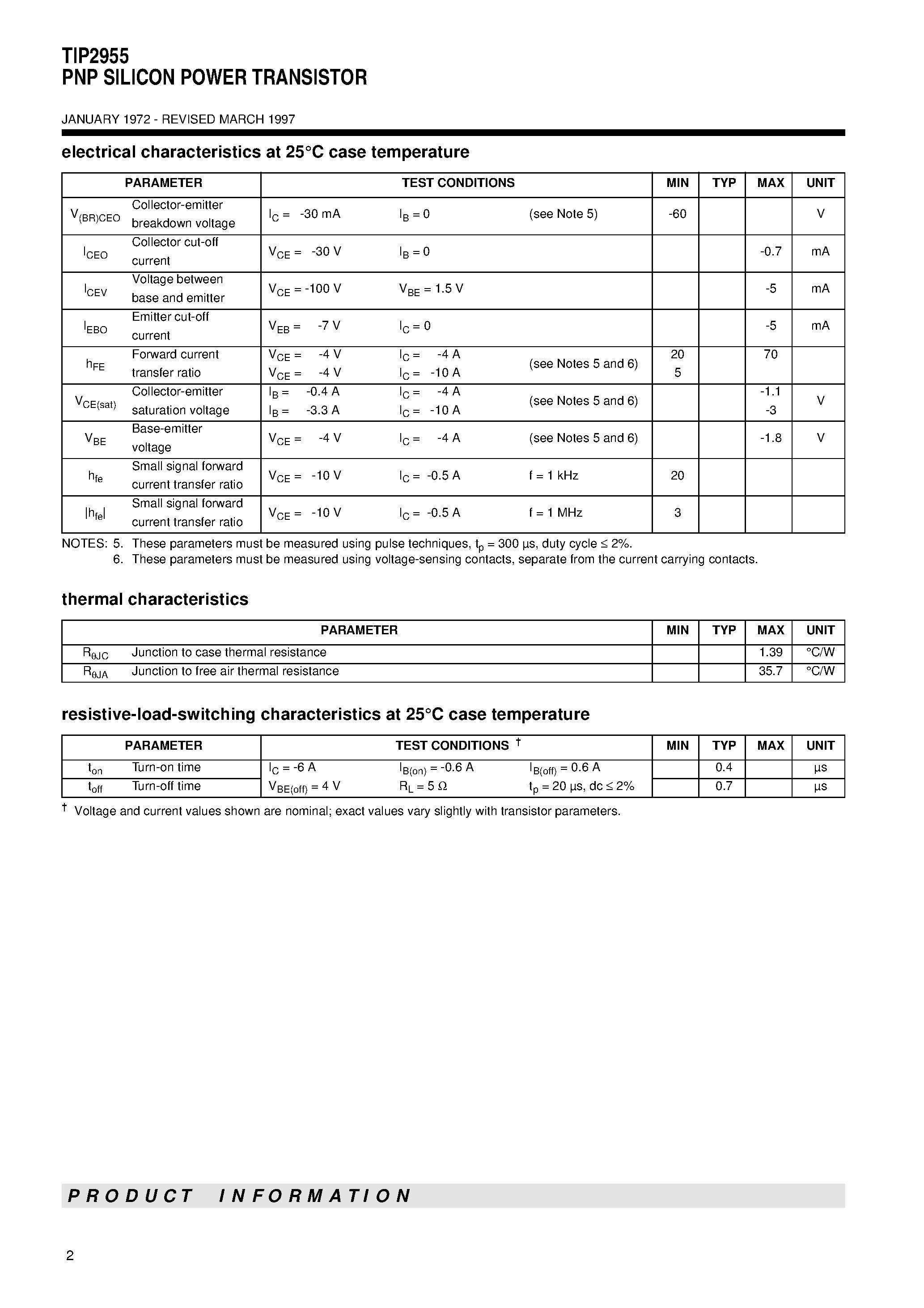 Даташит TIP2955 - PNP SILICON POWER TRANSISTOR страница 2