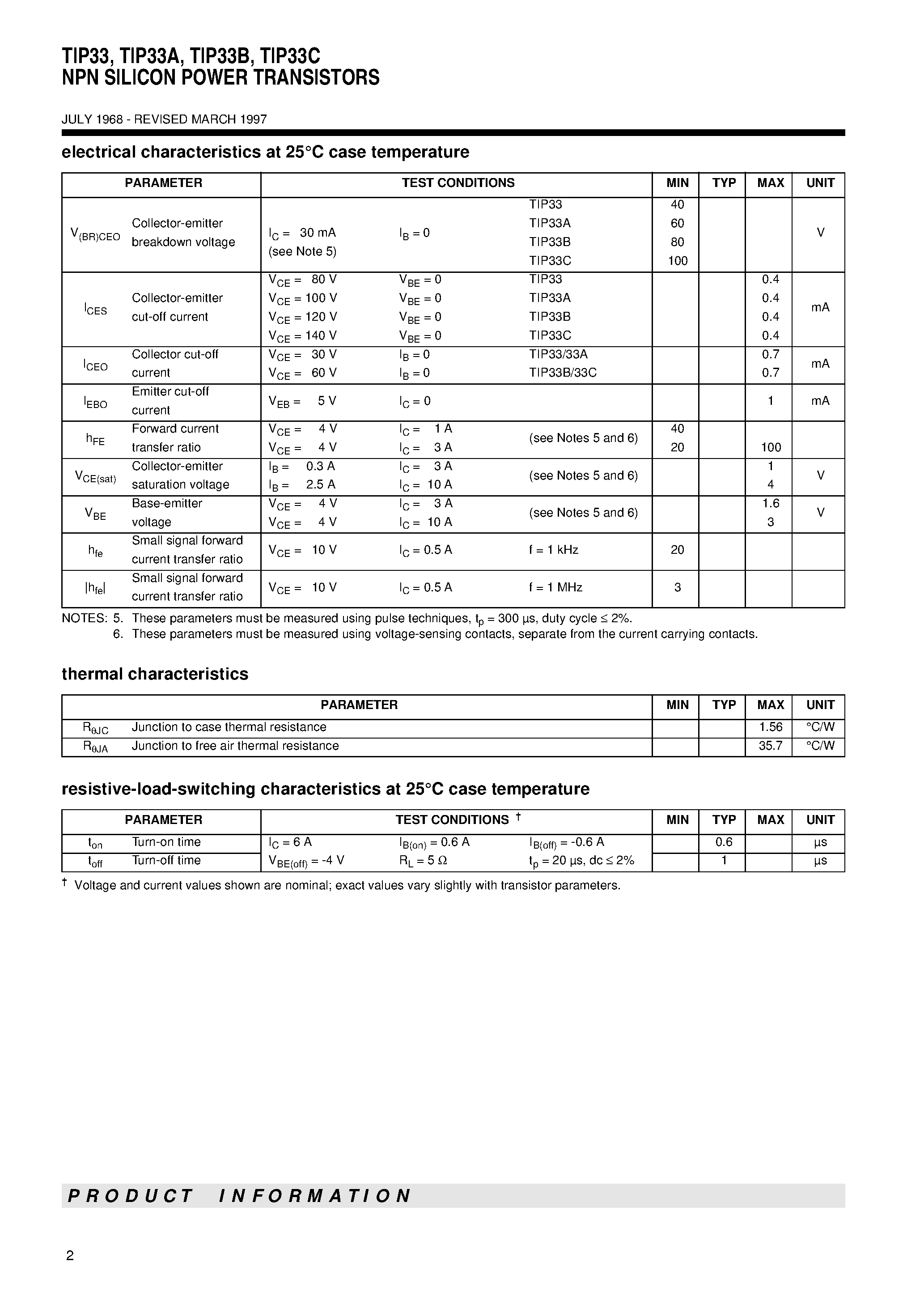 Даташит TIP33B - NPN SILICON POWER TRANSISTORS страница 2