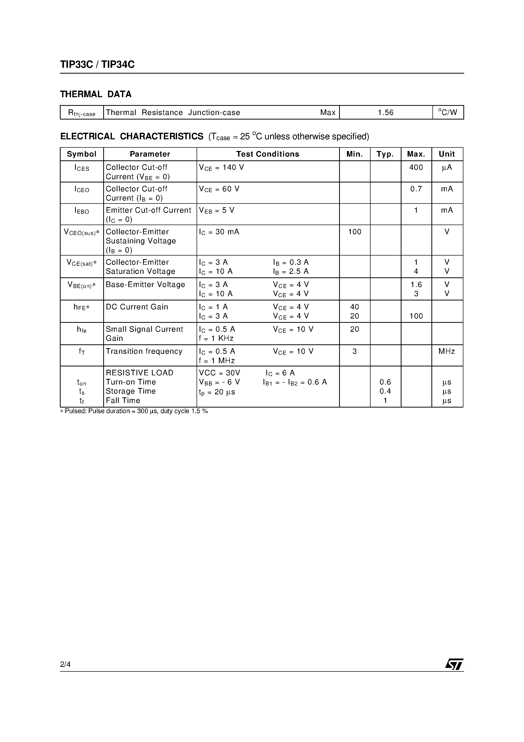 Даташит TIP33C - COMPLEMENTARY SILICON POWER TRANSISTORS страница 2