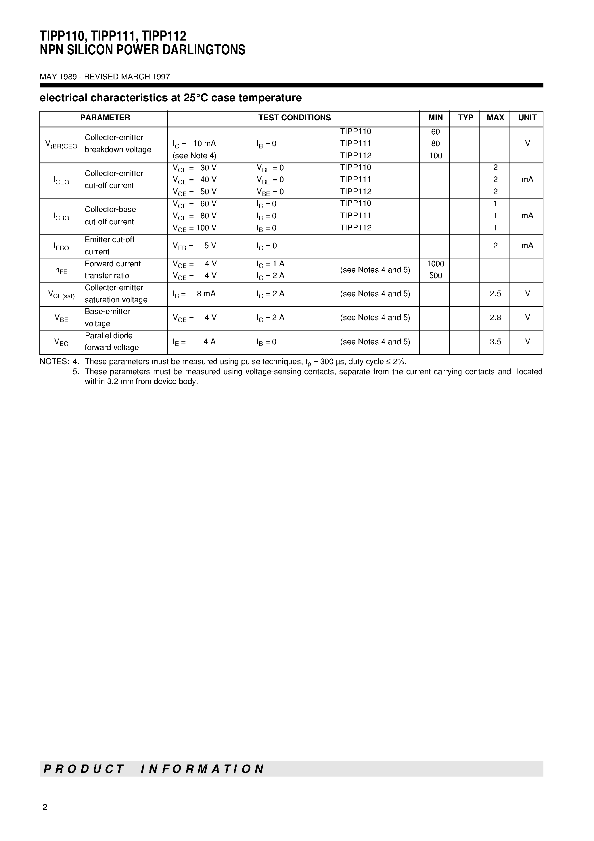 Datasheet TIPP112 - NPN SILICON POWER DARLINGTONS page 2