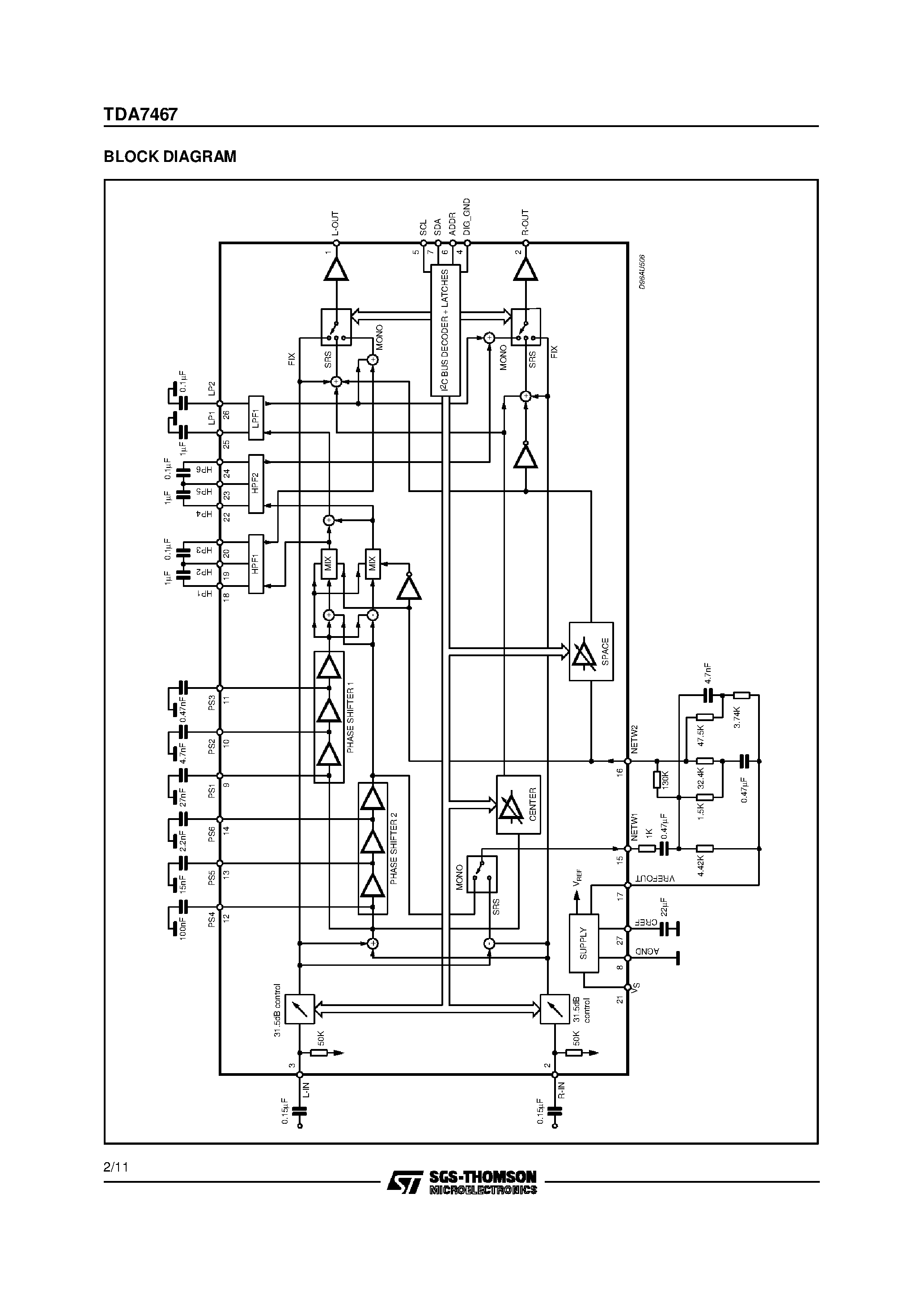 Datasheet TDA7467D - AUDIO MATRIX WITH SRS EFFECTS page 2