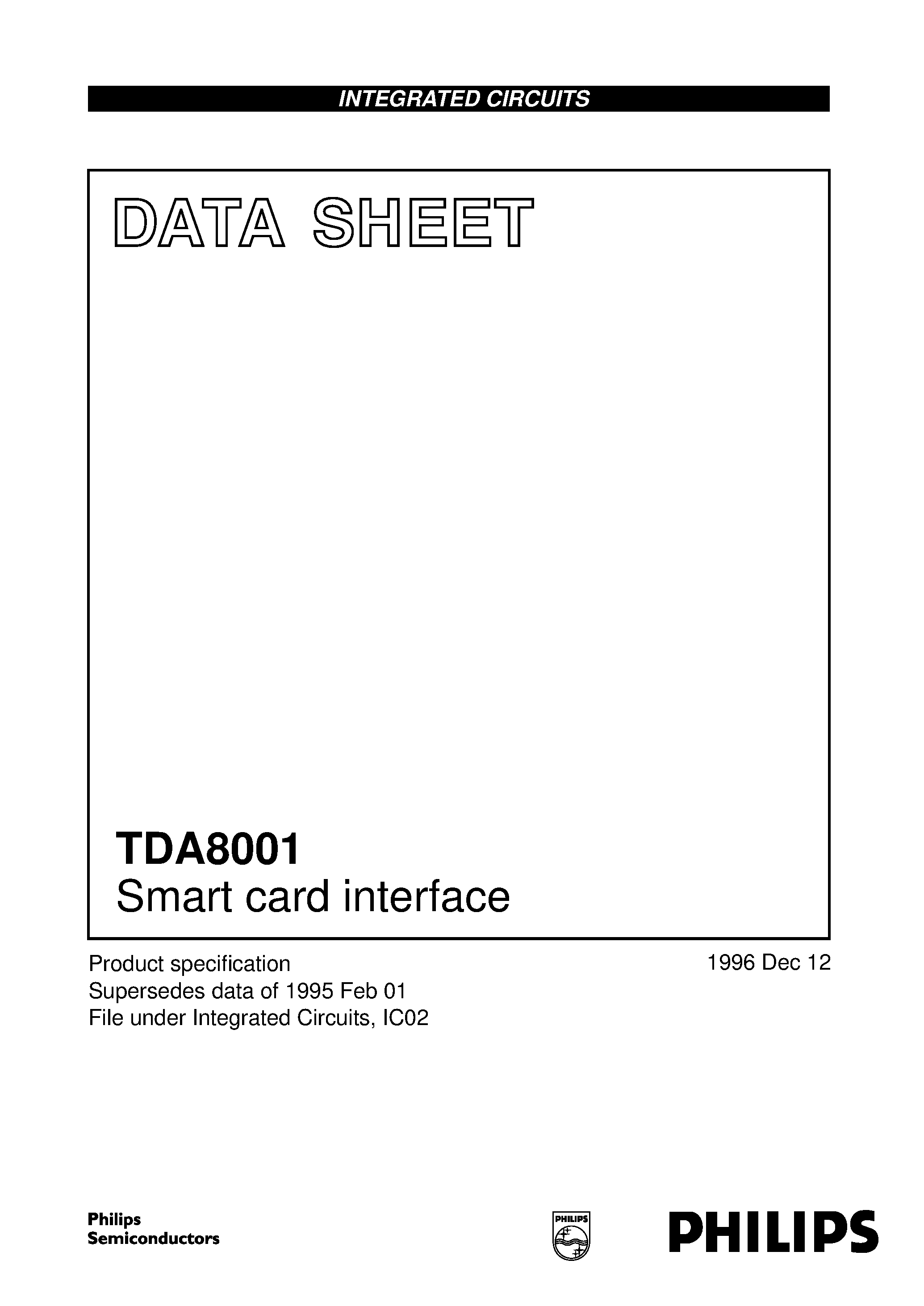 Datasheet TDA8001T page 1 Datasheet TDA8001T - Smart card interface page 1