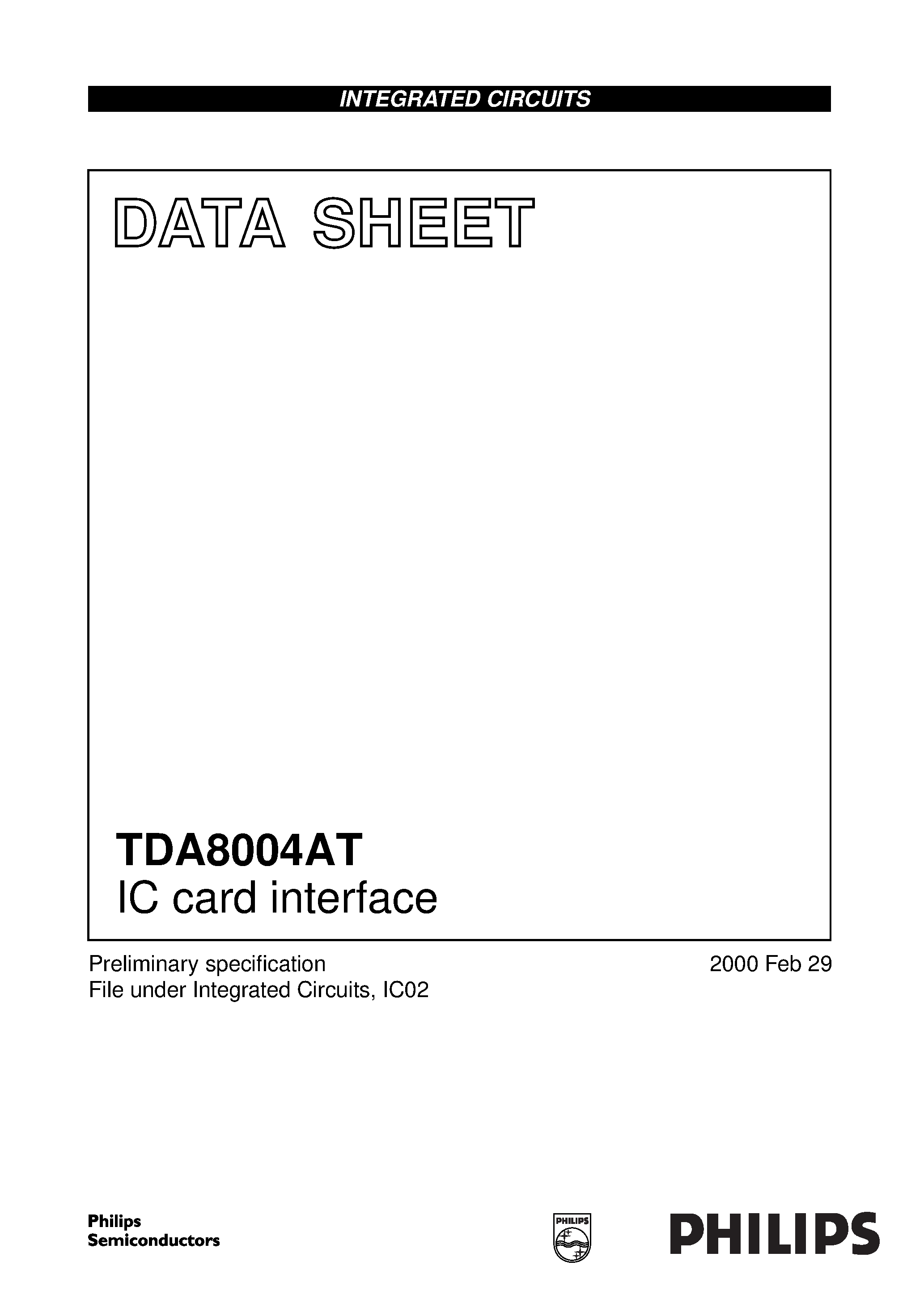 Datasheet TDA8004 page 1 Datasheet TDA8004 - IC card interface page 1