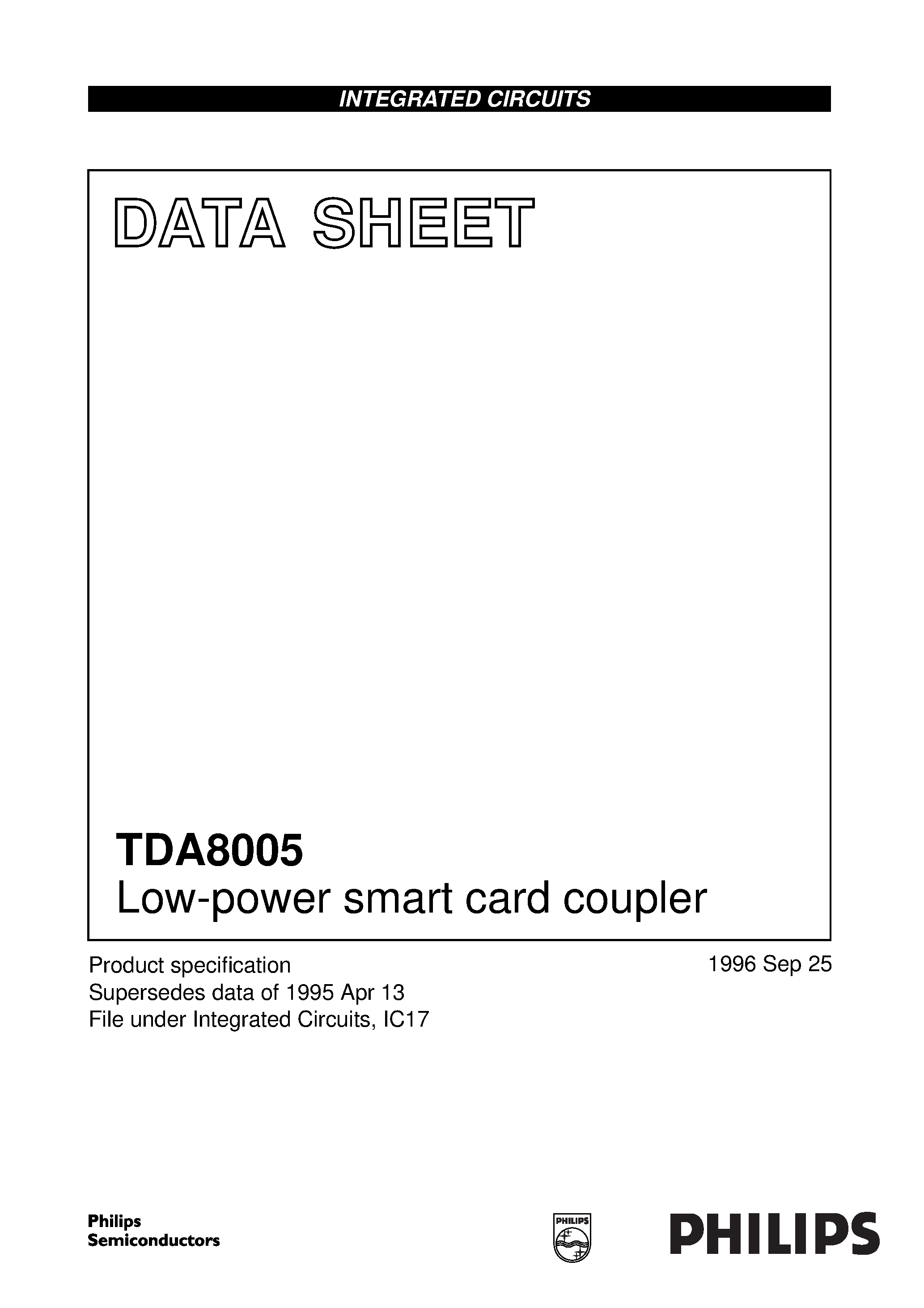 Datasheet TDA8005H - Low-power smart card coupler page 1
