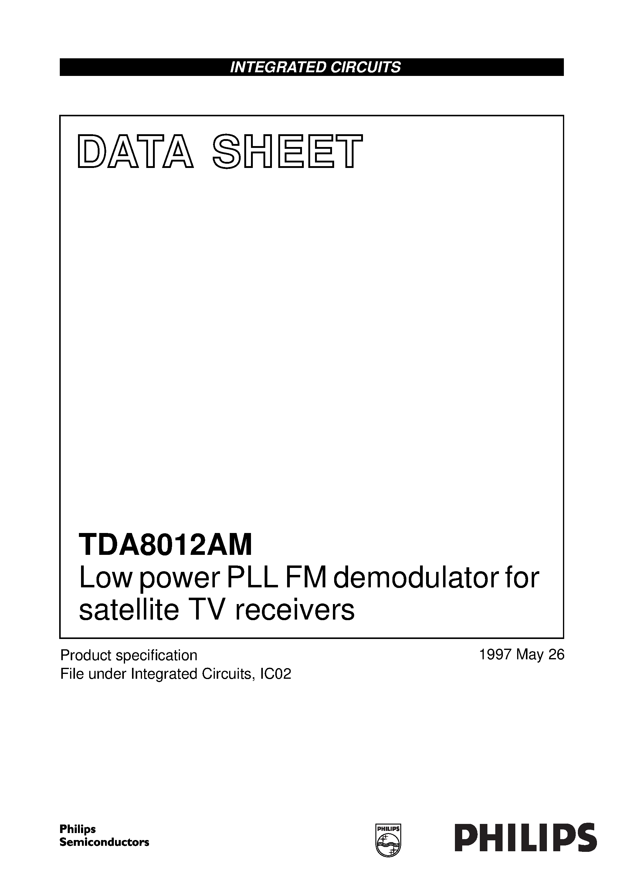 Даташит TDA8012A - Low power PLL FM demodulator for satellite TV receivers страница 1
