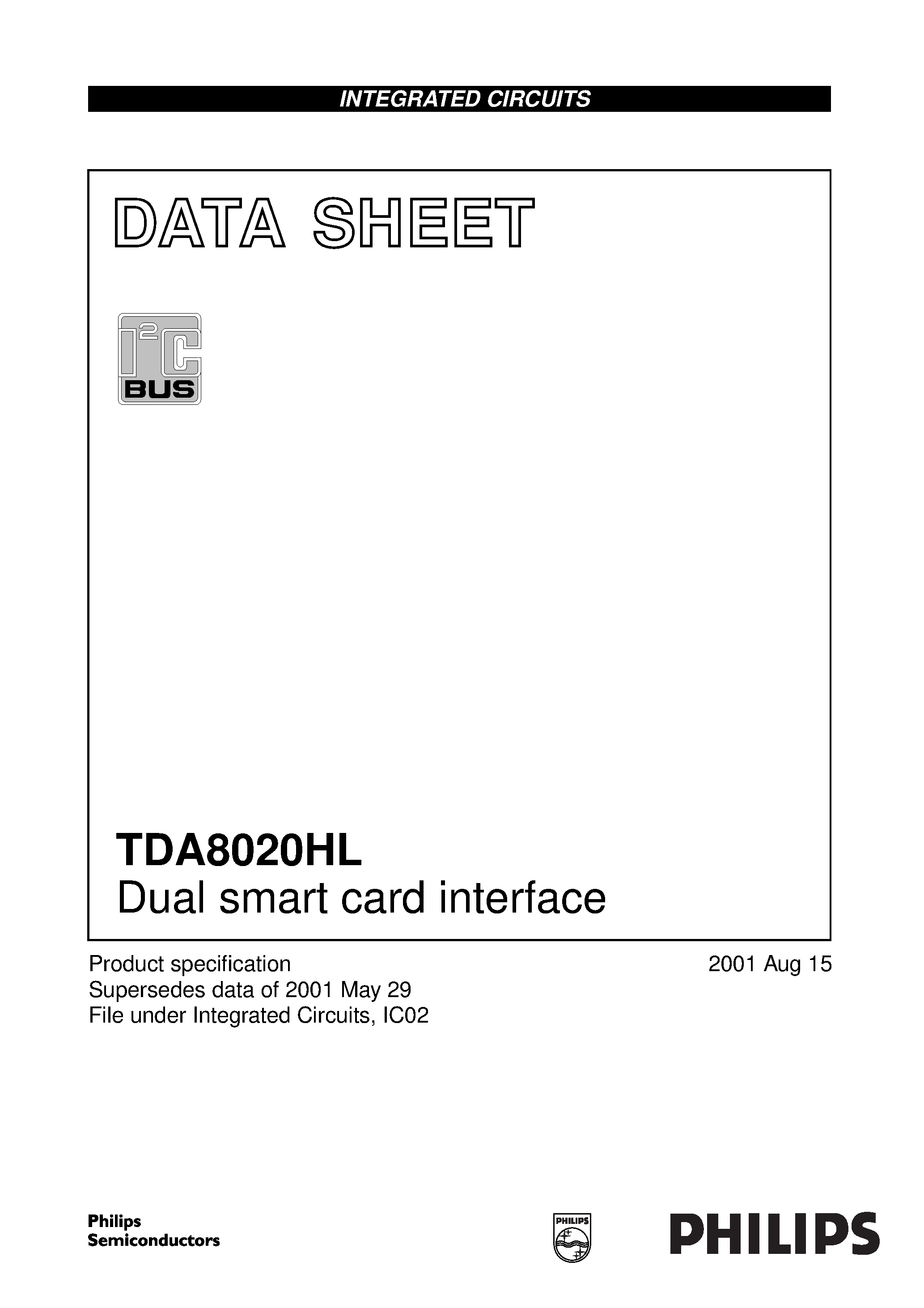 Datasheet TDA8020 - Dual smart card interface page 1