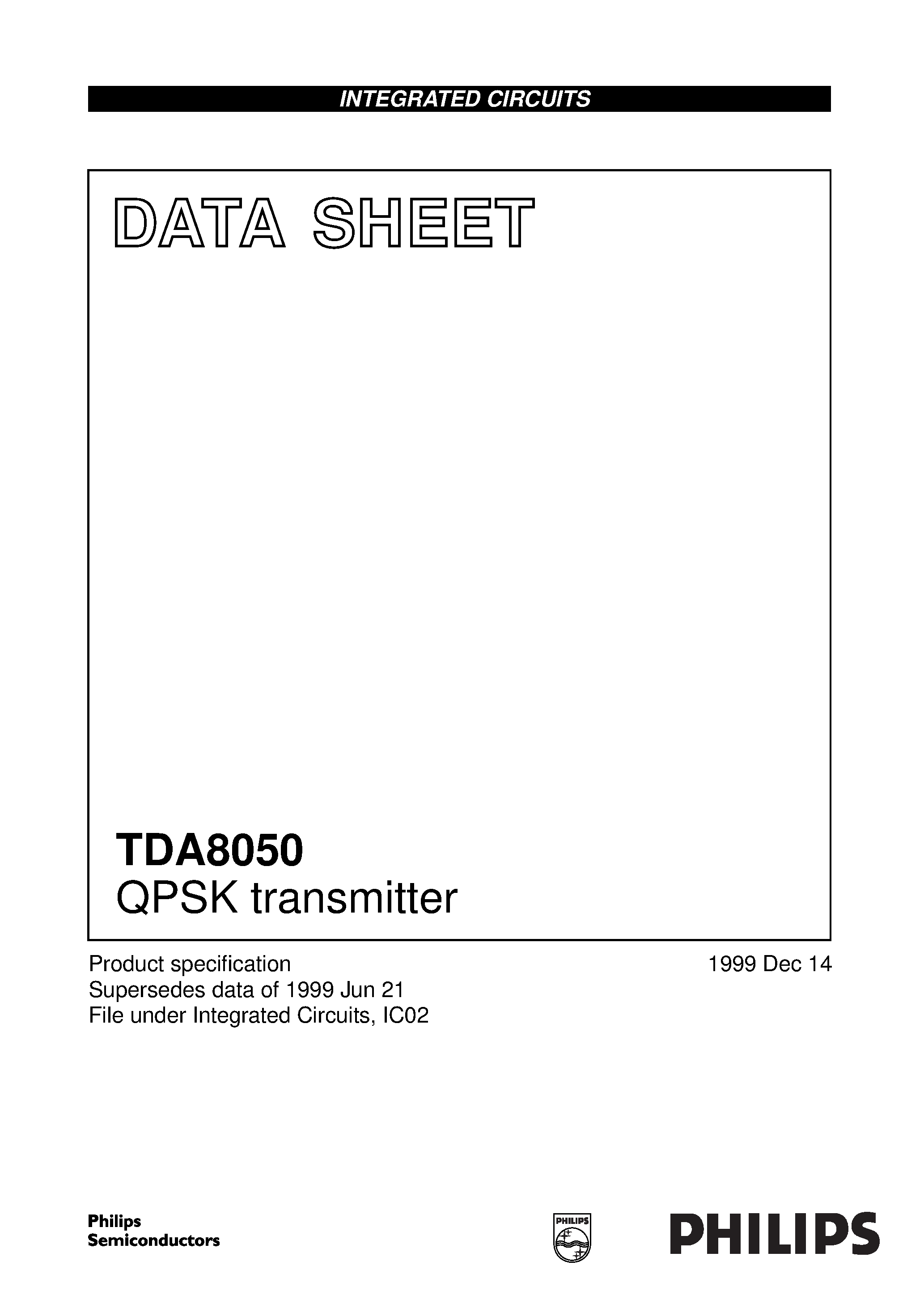 Datasheet TDA8050 page 1 Datasheet TDA8050 - TDA8046H page 1