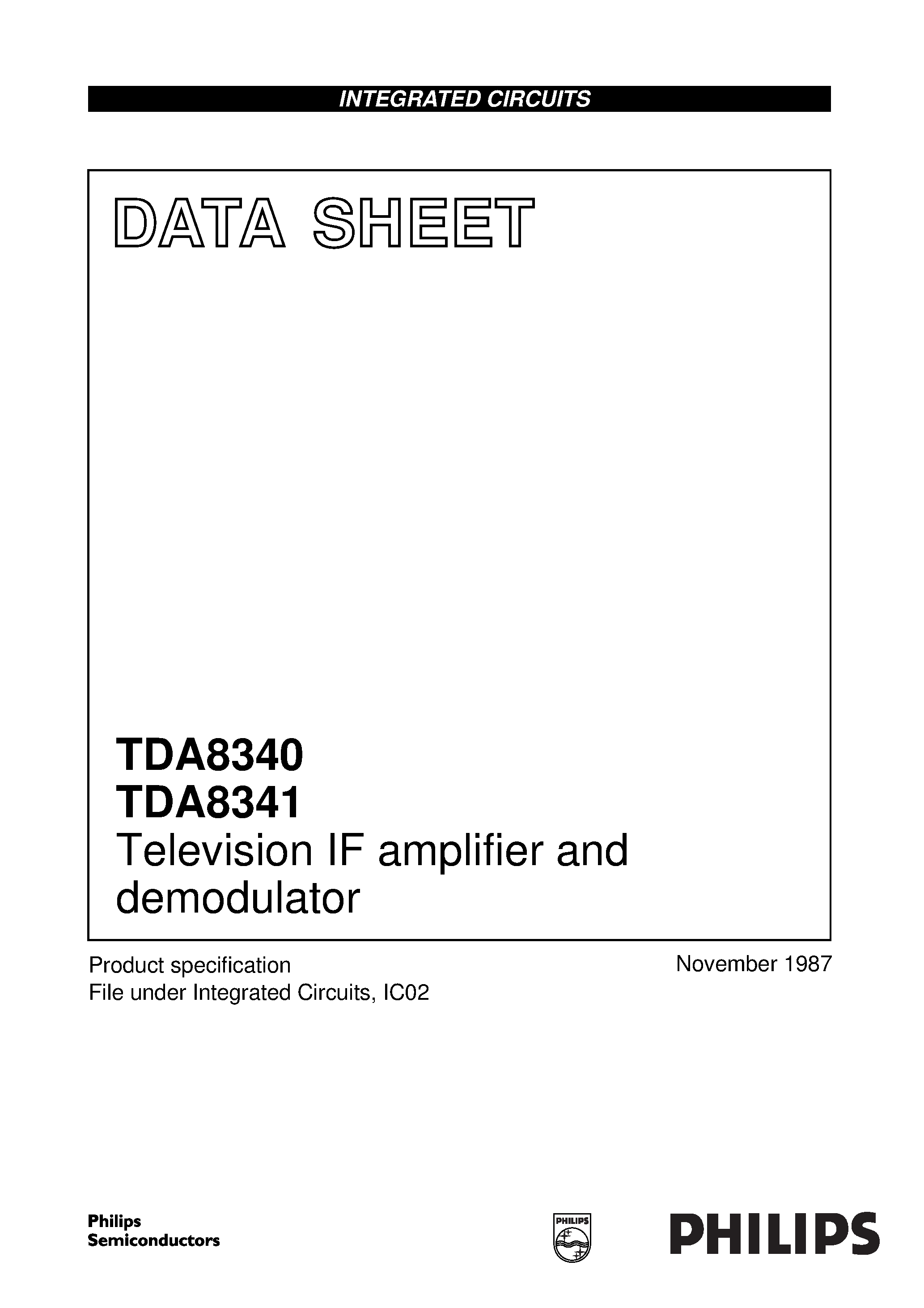 Datasheet TDA8341 - Television IF amplifier and demodulator page 1