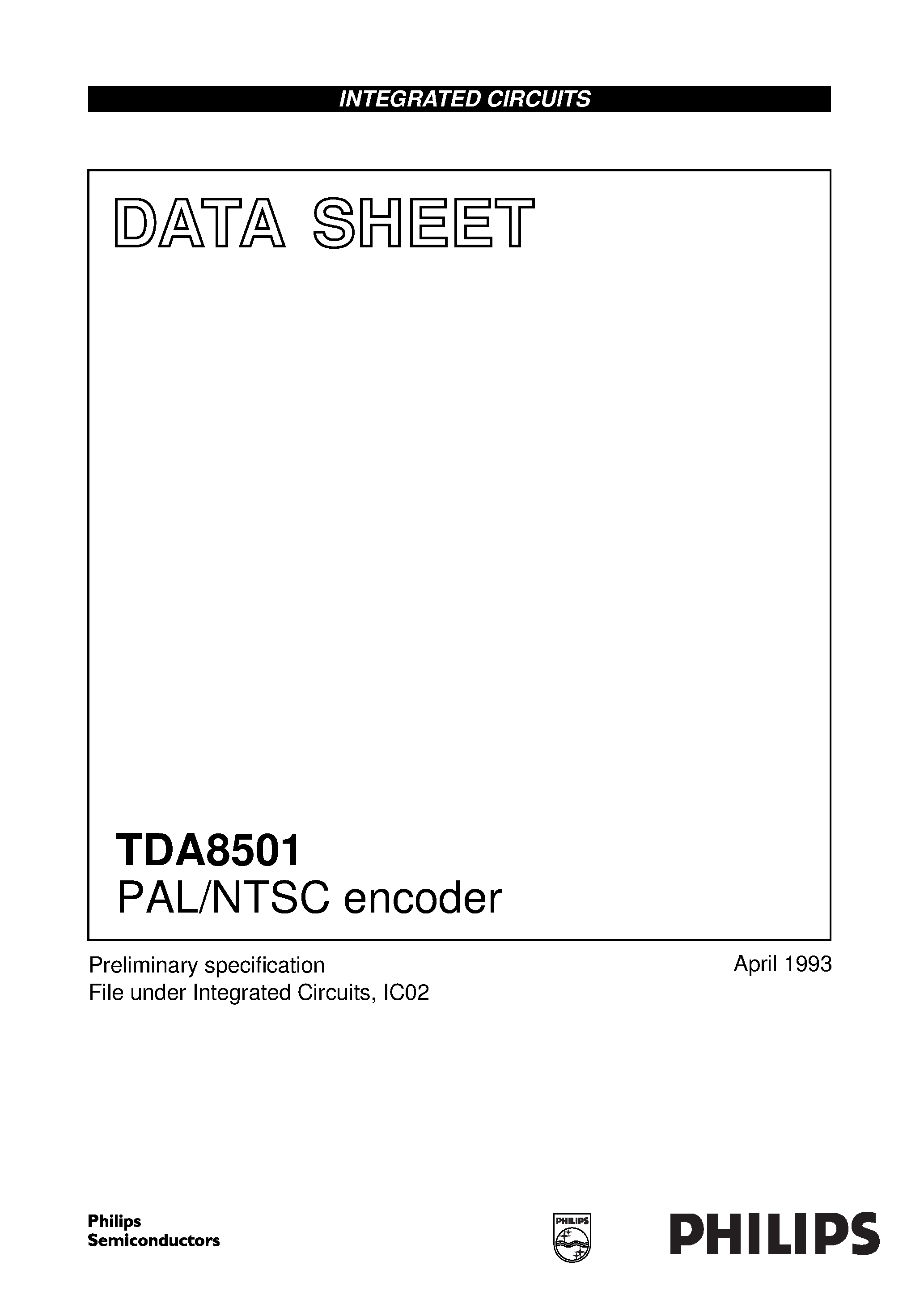 Даташит TDA8501 - PAL/NTSC encoder страница 1