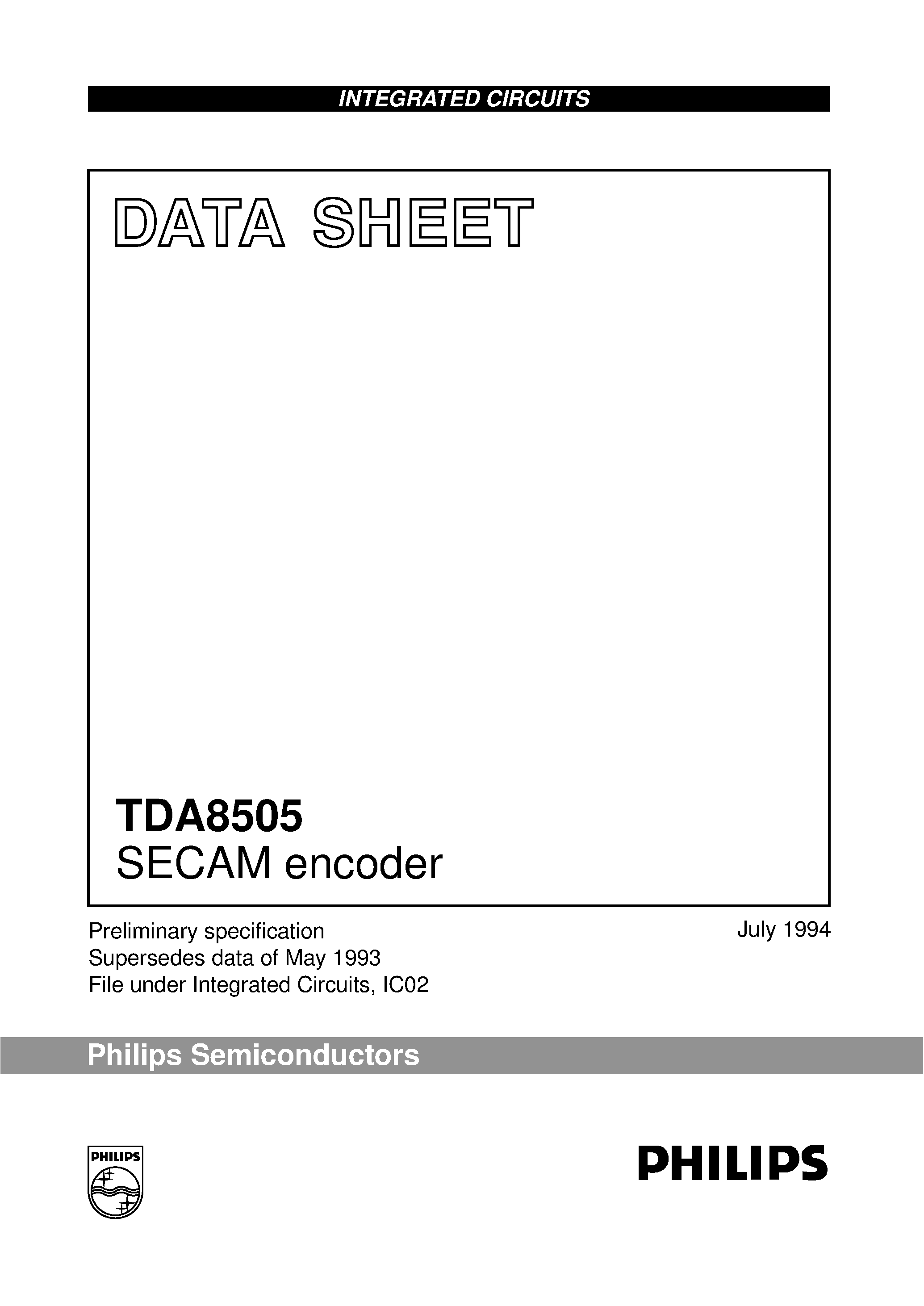 Даташит TDA8505 - SECAM encoder страница 1