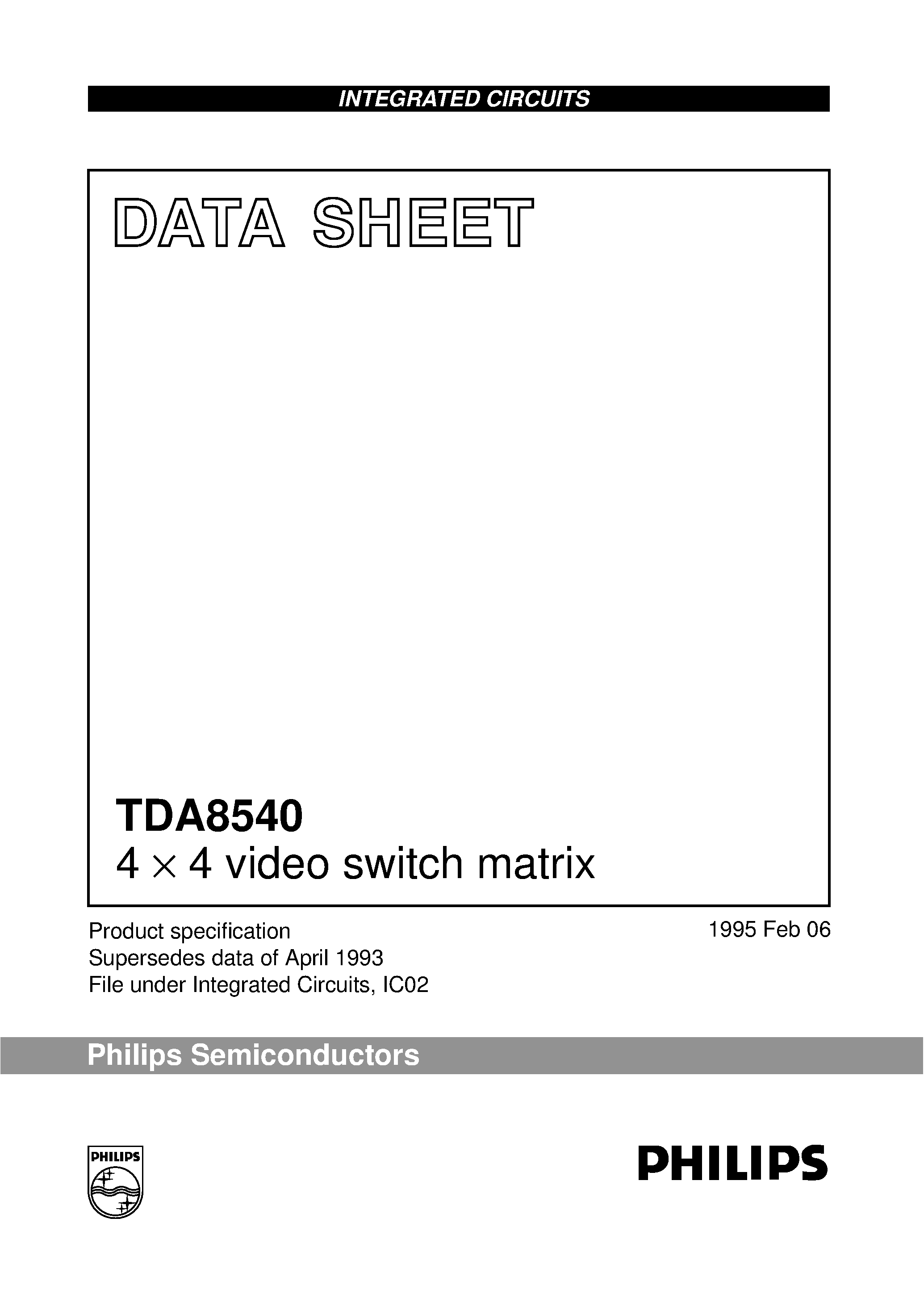Даташит TDA8540 - 4 X 4 video switch matrix страница 1