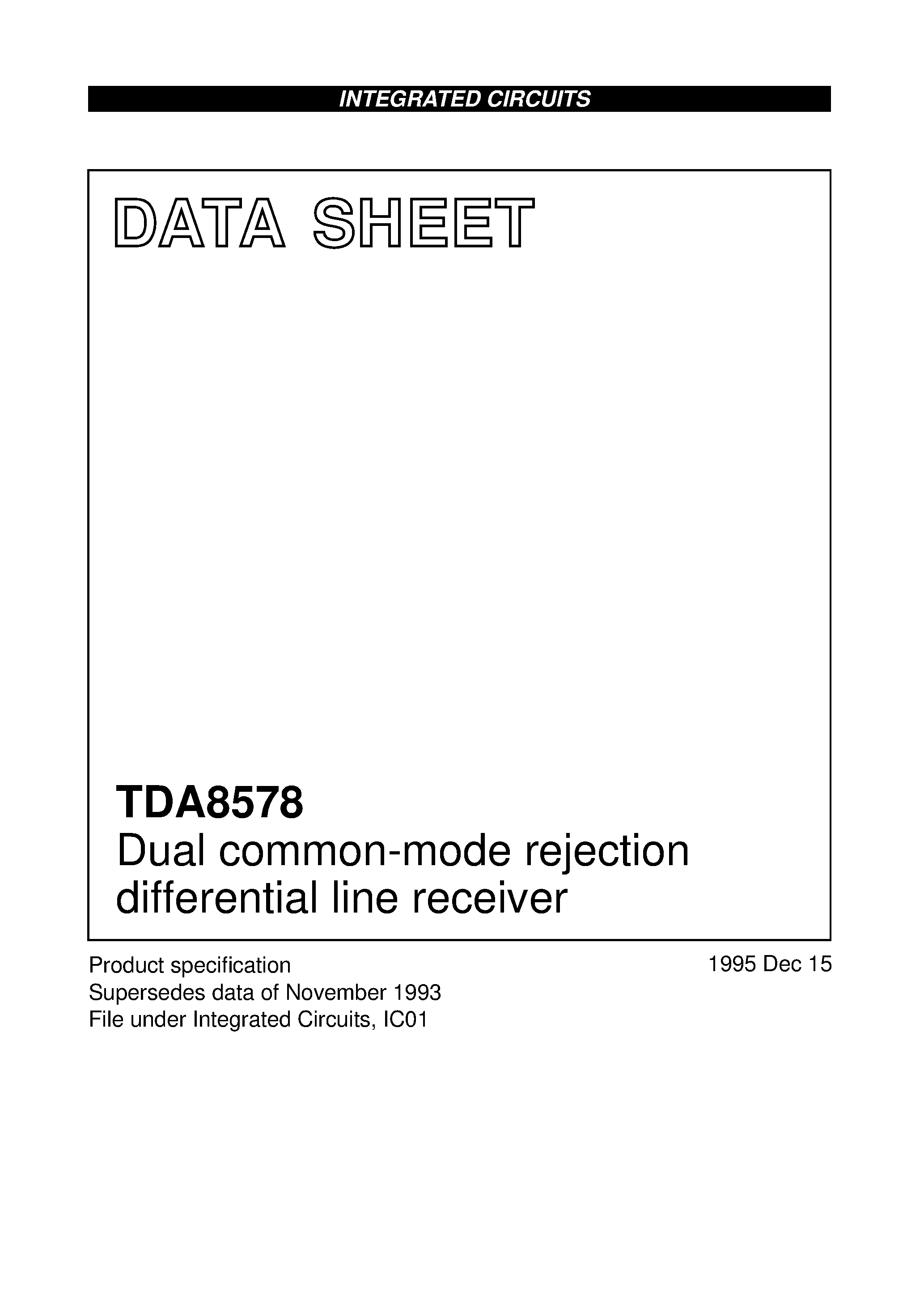 Даташит на микросхему TDA8578T страница 1 Даташит TDA8578T - Dual common-mode rejection differential line receiver страница 1