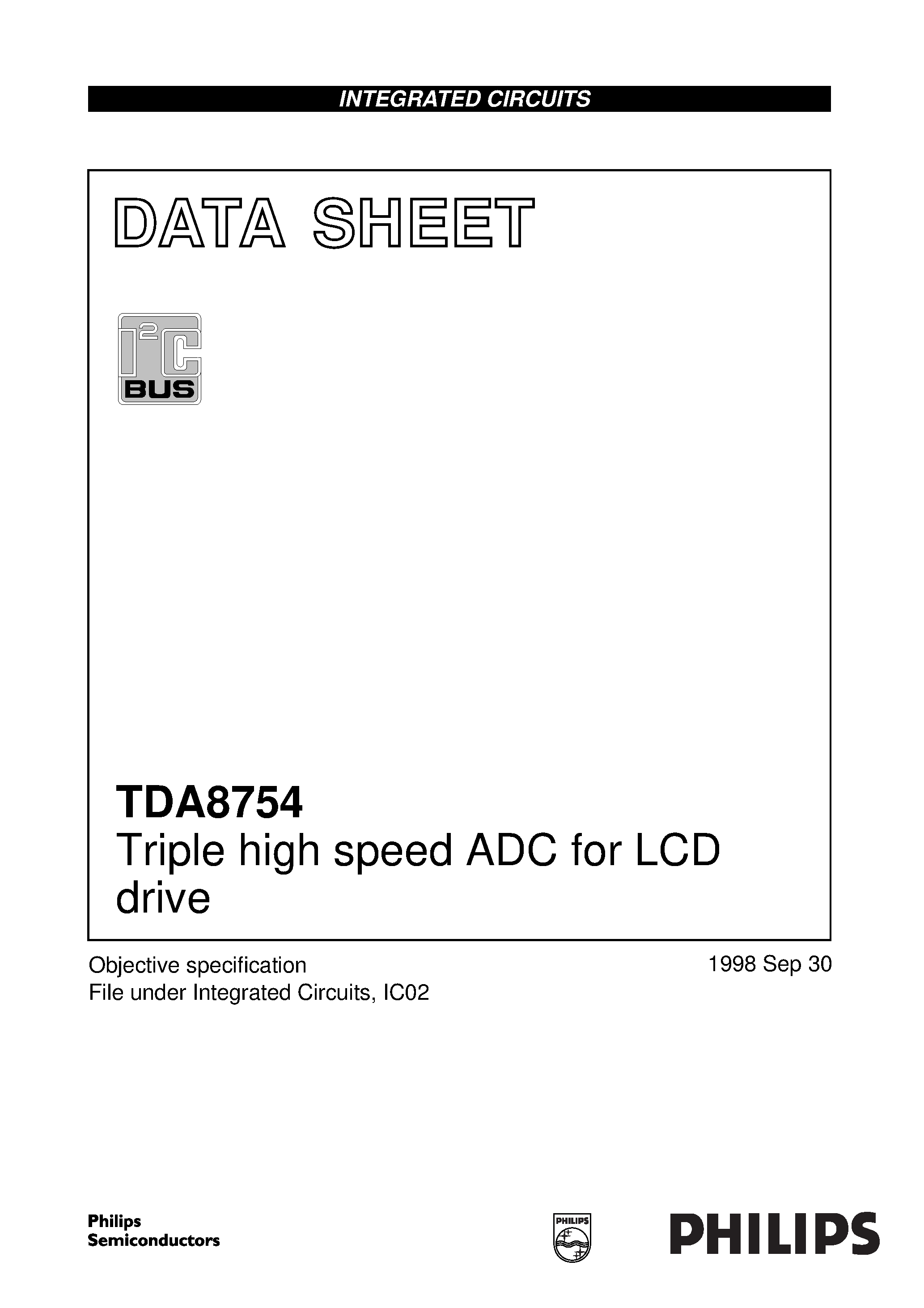 Даташит TDA8754H - Triple high speed ADC for LCD drive страница 1
