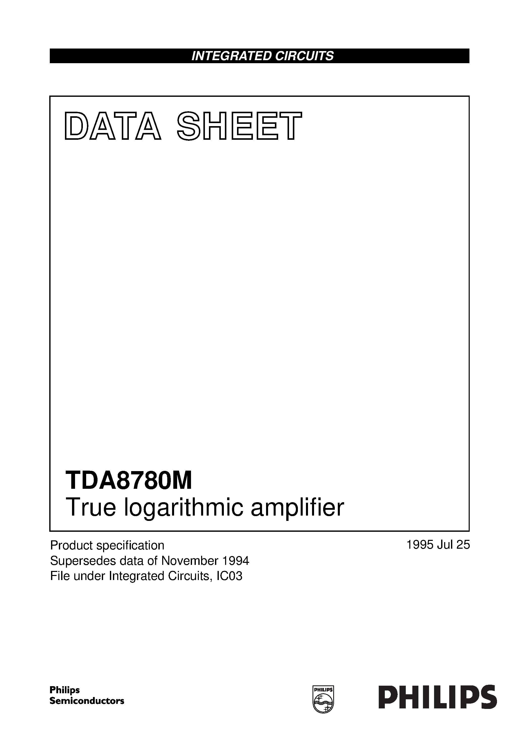 Даташит TDA8780M - True logarithmic amplifier страница 1